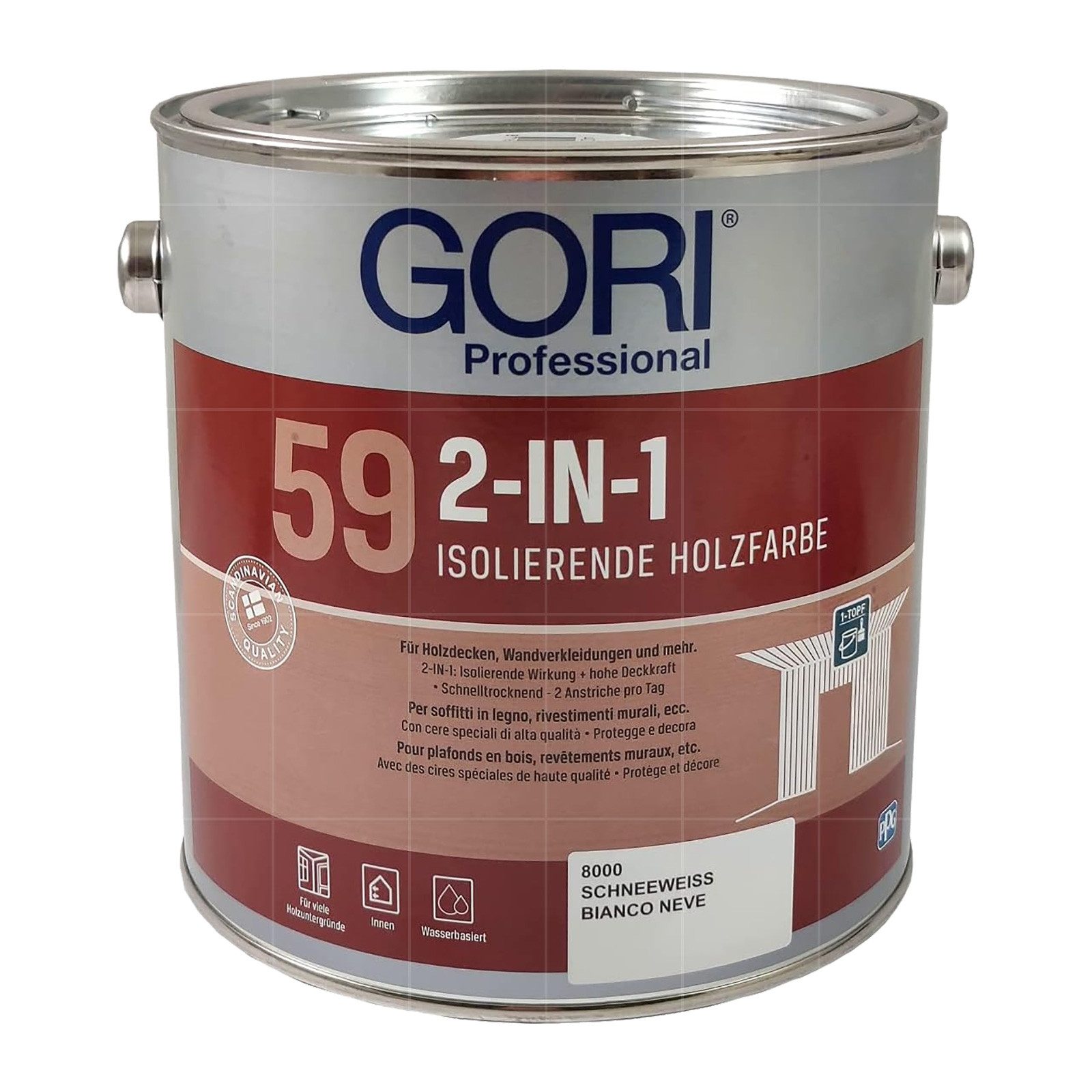 GORI Wand- und Deckenfarbe 59 2IN1 HOLZFARBE - 2.5 LTR (WEISS)