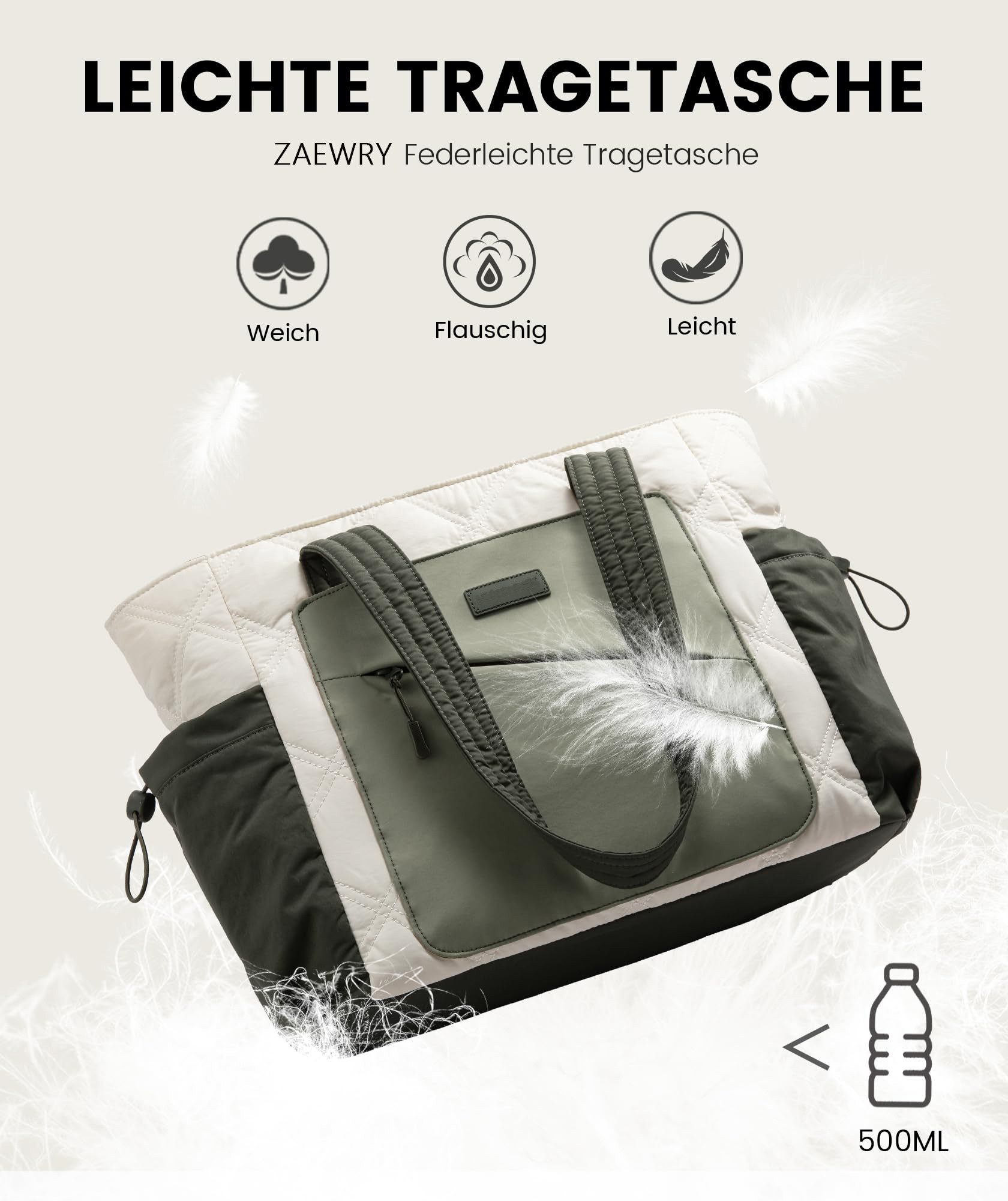 Zaewry Umhängetasche Shopper Tasche Damen Groß, Arbeitstasche Leicht Handtasche, Laptoptasche Schultasche, Bürotasche Lehrertasche – Bild 3 von 5