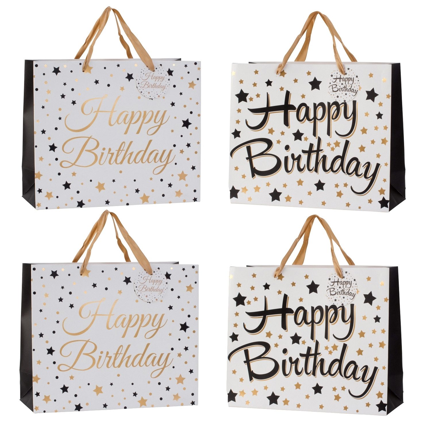 Geschenkpapier Geschenktüten 4er Set Papier Happy Birthday Geschenktaschen