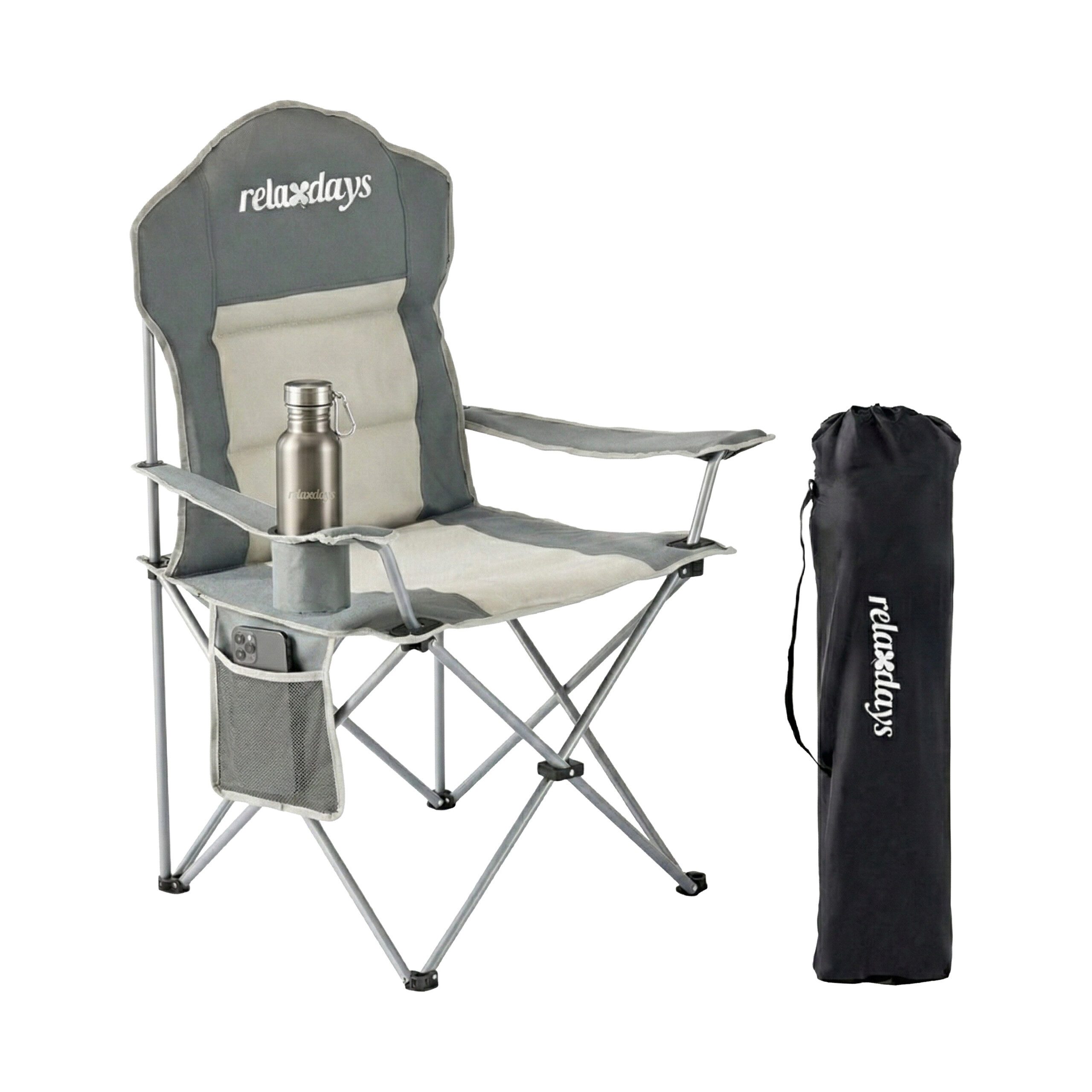 relaxdays Campingstuhl Faltbarer Camping Stuhl, grau