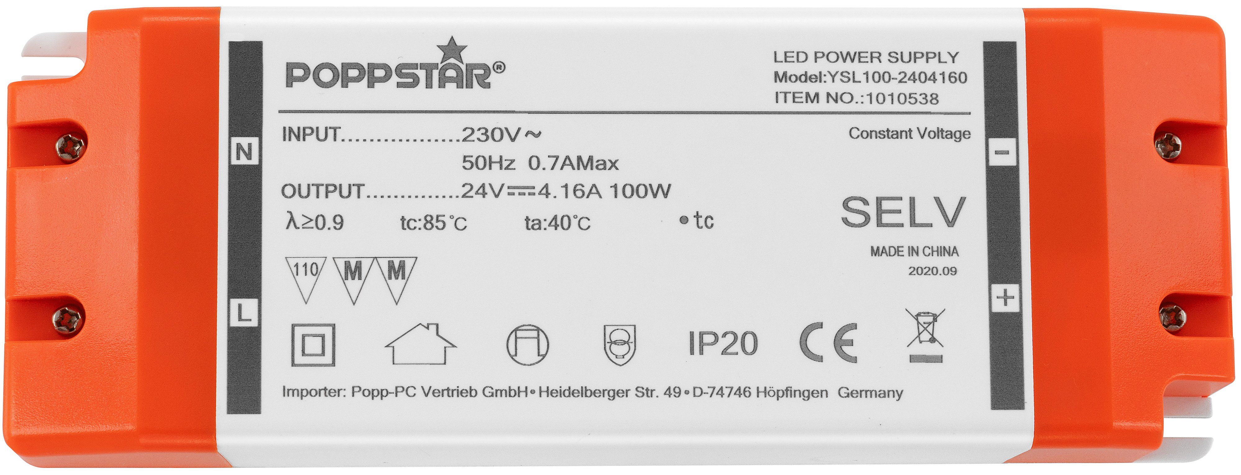 Poppstar LED 4,16A Trafo AC Watt für / Trafo DC 100 bis LED 1 W (24V 230V Transformator LEDs) 24V