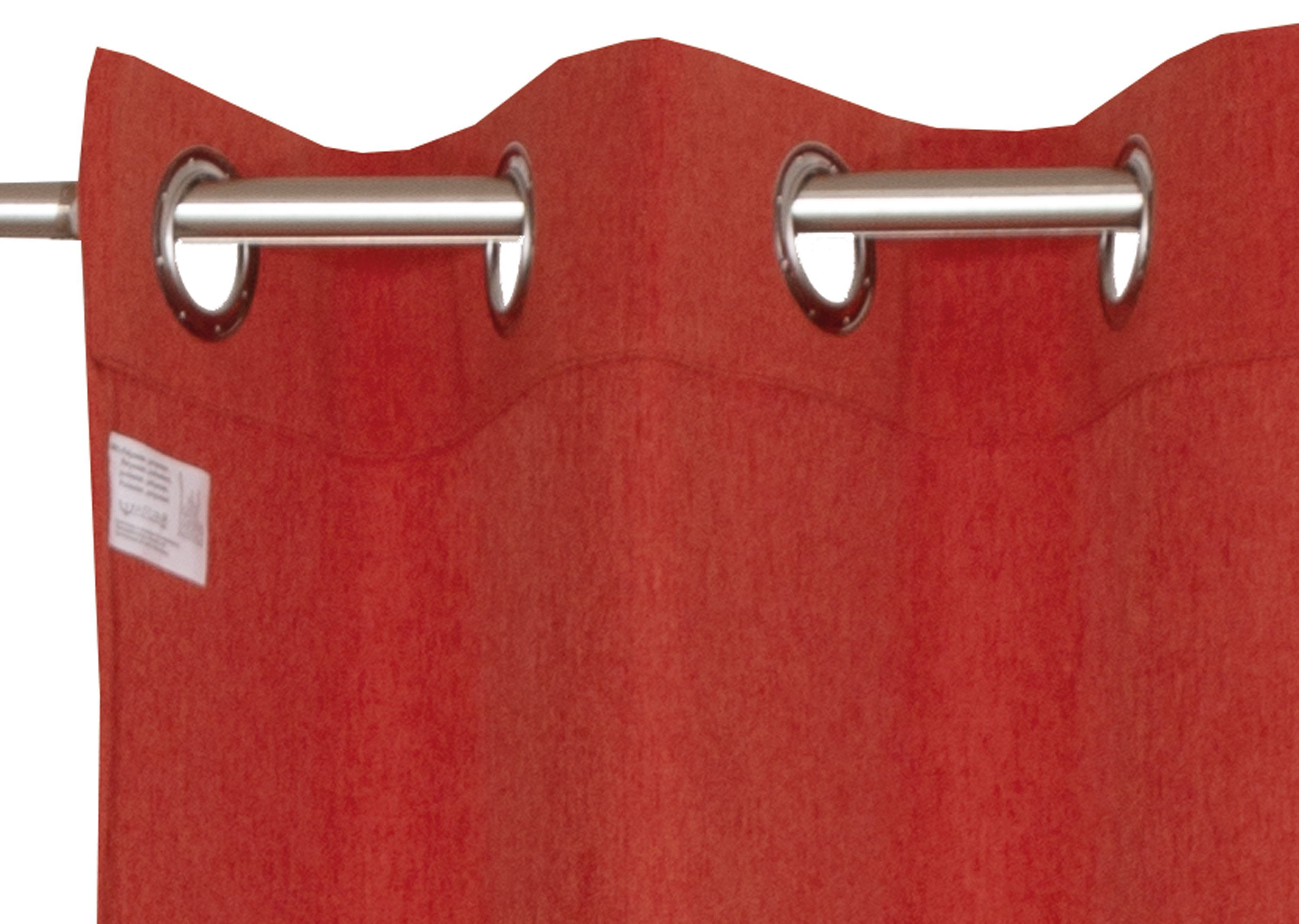 Vorhang Harp, blickdicht blickdicht, mit Webgardine (1 Ösen, konfektioniert Ösen Esprit, rostrot/blutorange fertig St)