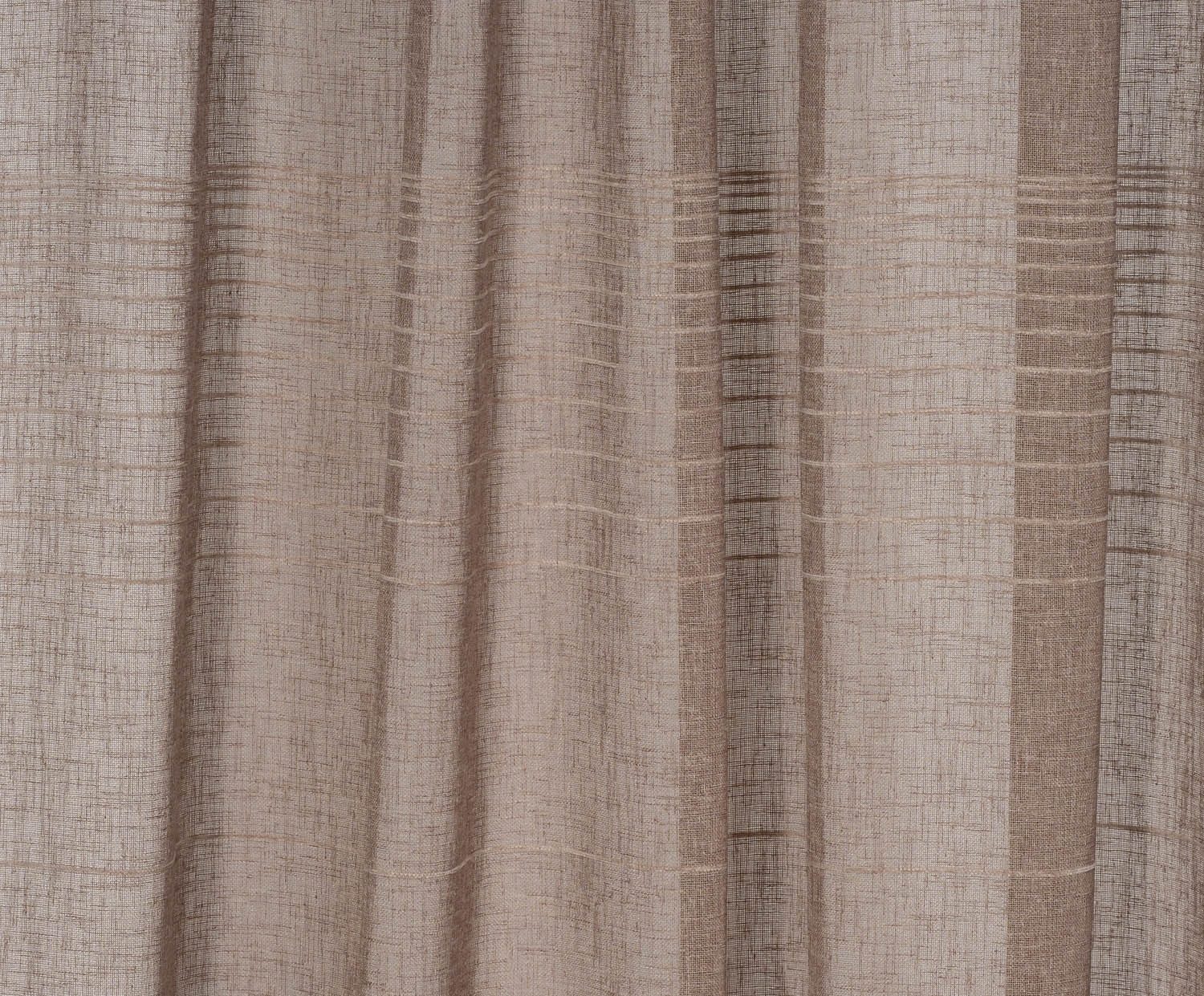 Gözze Vorhang DUNNY, Taupe, verdeckte Schlaufen, verdeckte Schlaufen, halbtransparent, Polyester, Querstreifen in Leinenoptik, 140 x 245 cm