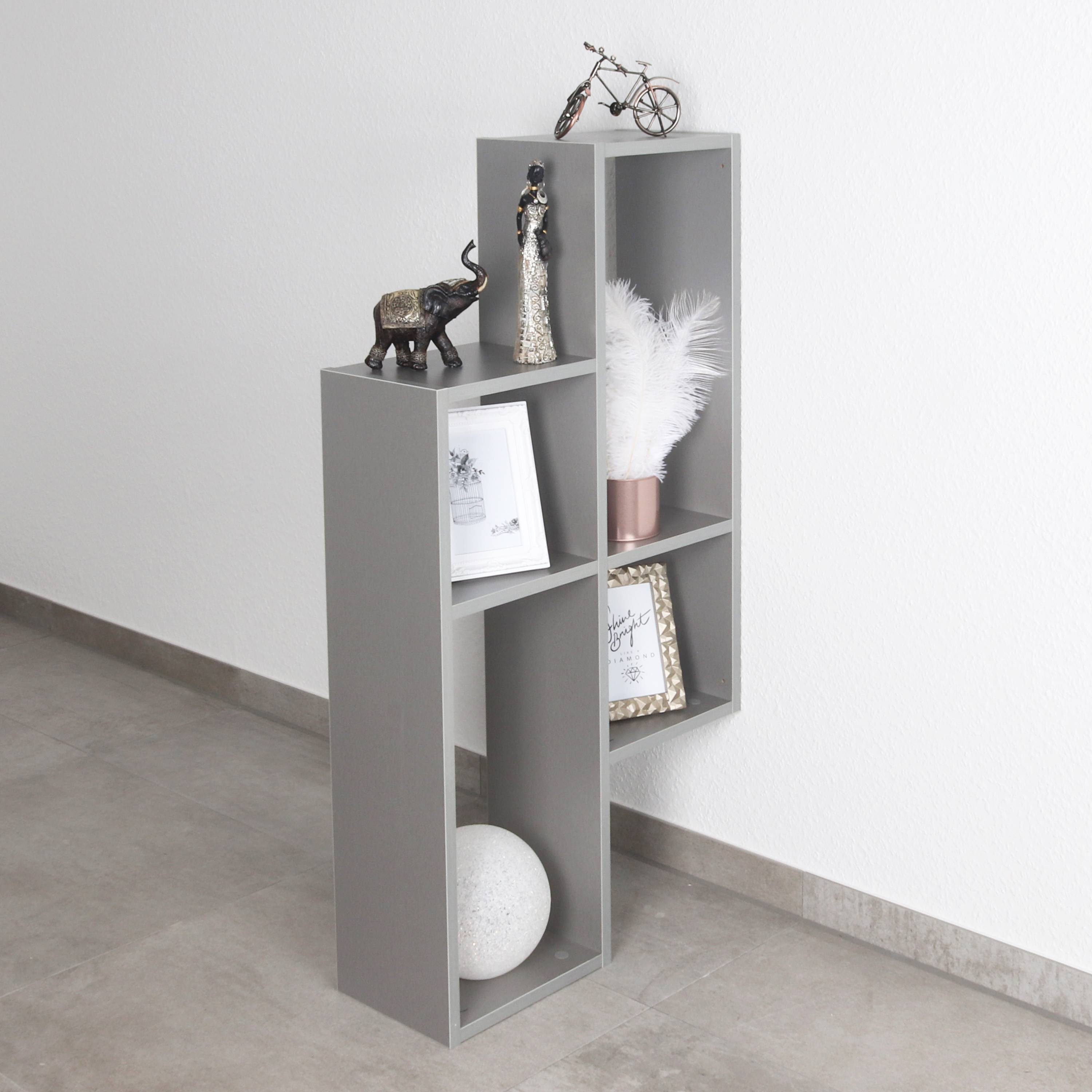 RICOO Stufenregal WM051-PL, 1-tlg., Wandregal Hängeregal Schweberegal Aufhängen an der Wand