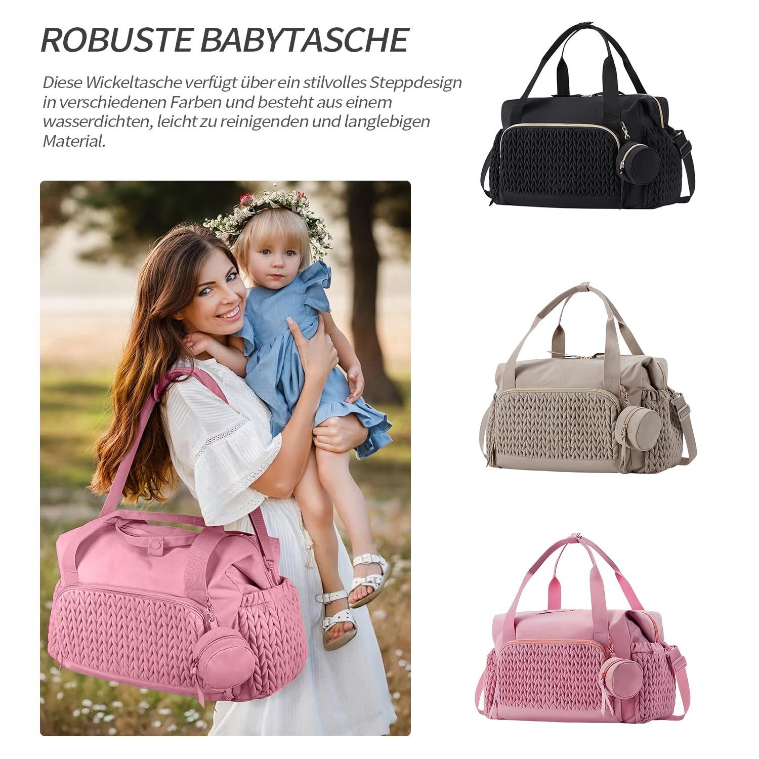Refttenw Wickeltasche Wickeltasche,Wickelrucksack,Babytasche mit Schnullertasche