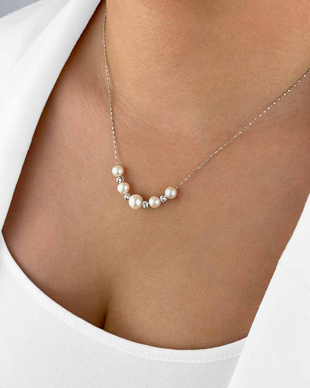 DANIEL CLIFFORD Perlenkette 'Maisy' Damen Halskette Silber 925 Perlen Anhän günstig online kaufen