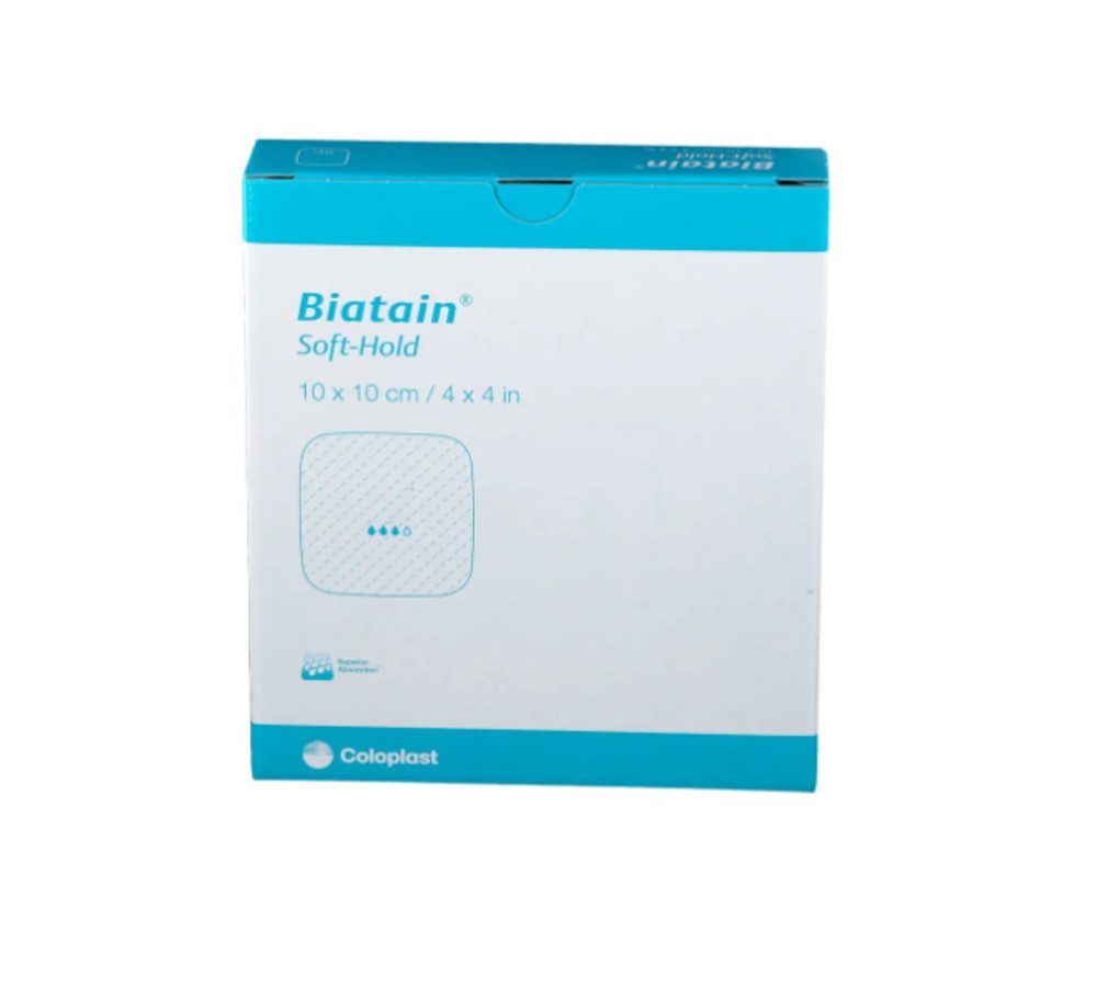 Coloplast Wundpflaster BIATAIN Schaumverband 10x10 cm sanft haftend (Spar Set, 5 St., Schmerzfreier Verbandswechsel), Wundverband für empfindliche Haut
