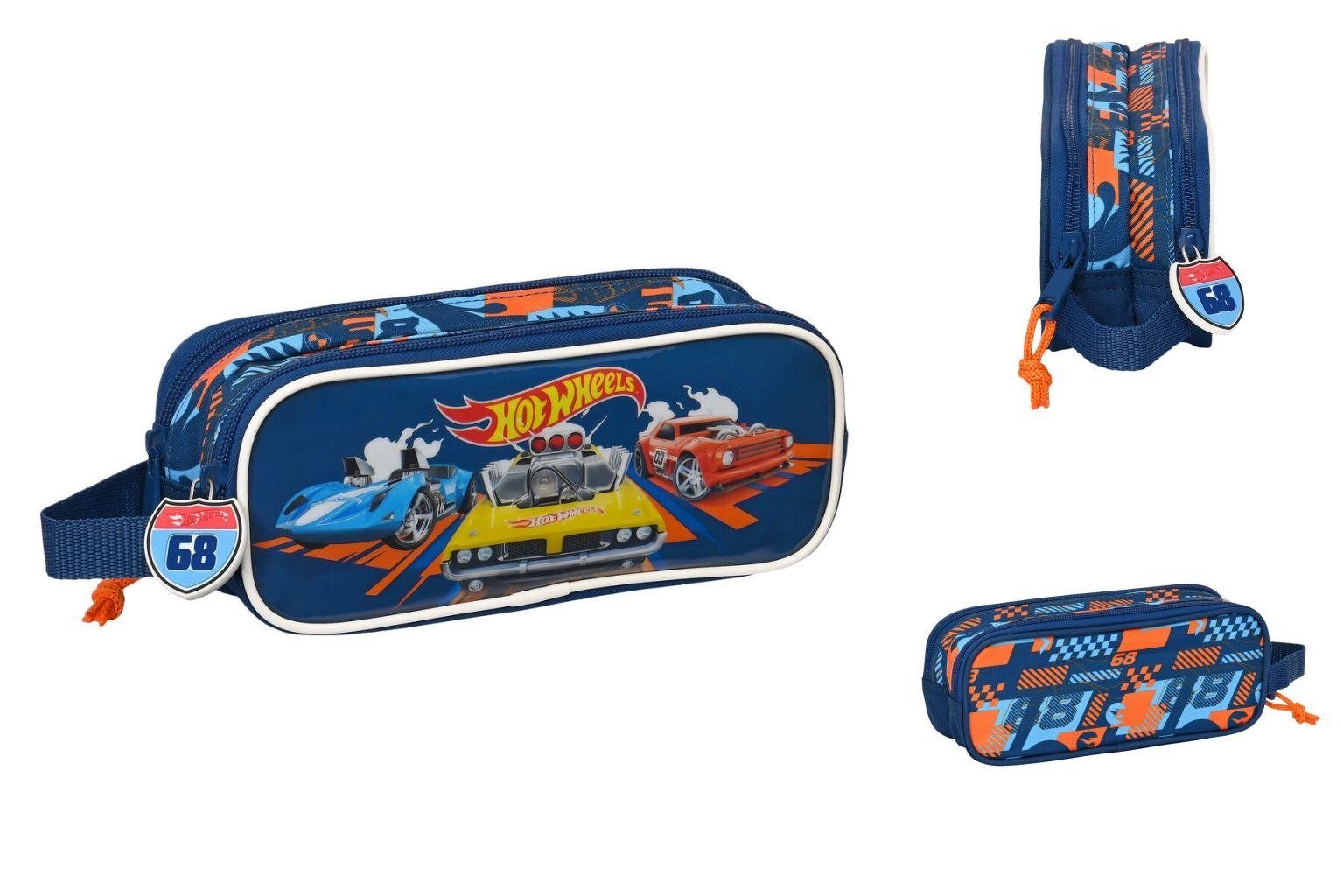 Hot Wheels Federtasche Zweifaches Mehrzweck-Etui Hot Wheels Speed club Orange Marineblau 21 x