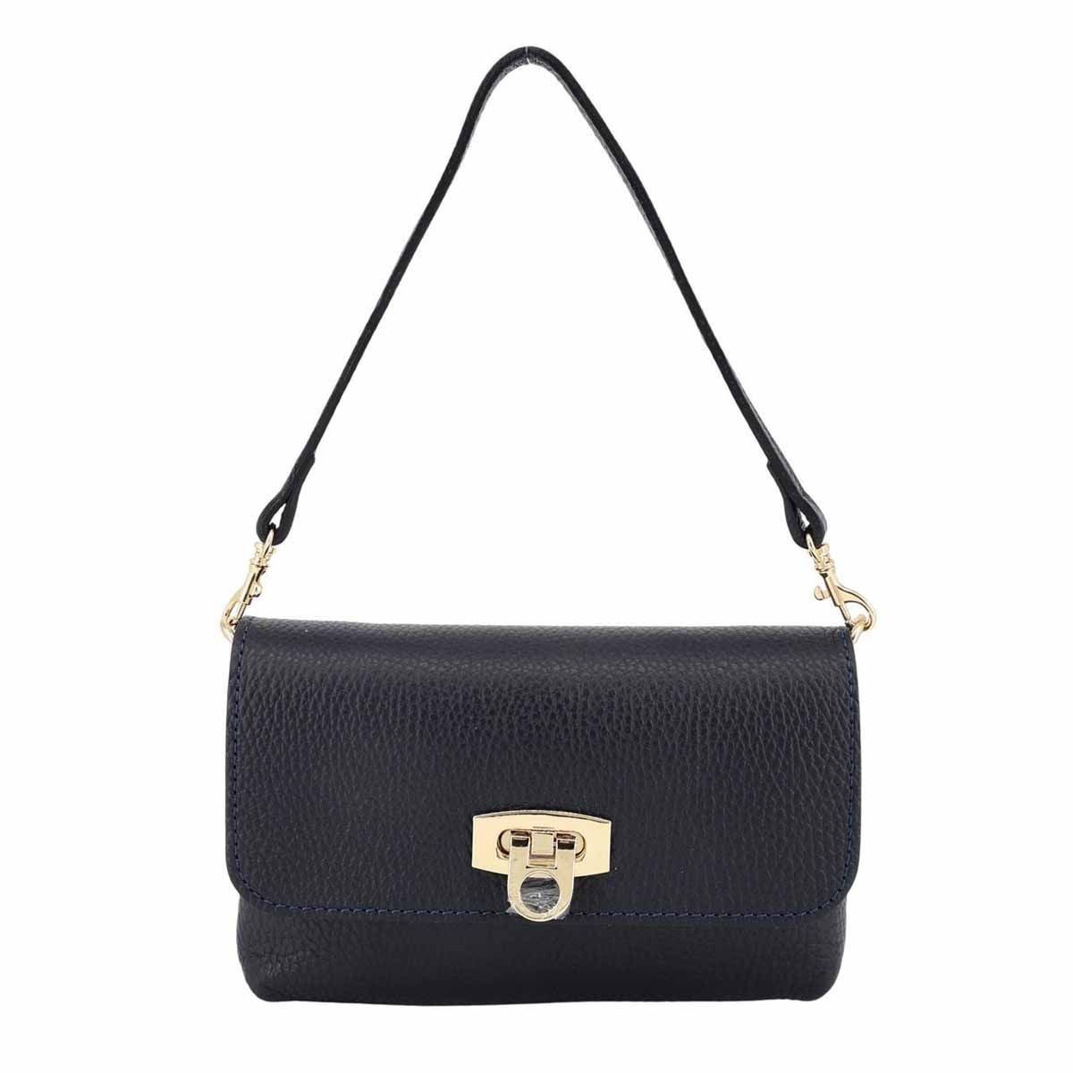 ITALYSHOP24 Schultertasche Made in Italy Damen Leder Tasche Mini Bag Ketten Crossbody Handytasche, Überschlagtasche Clutch Abendtasche Smartphone Handtasche CrossOver