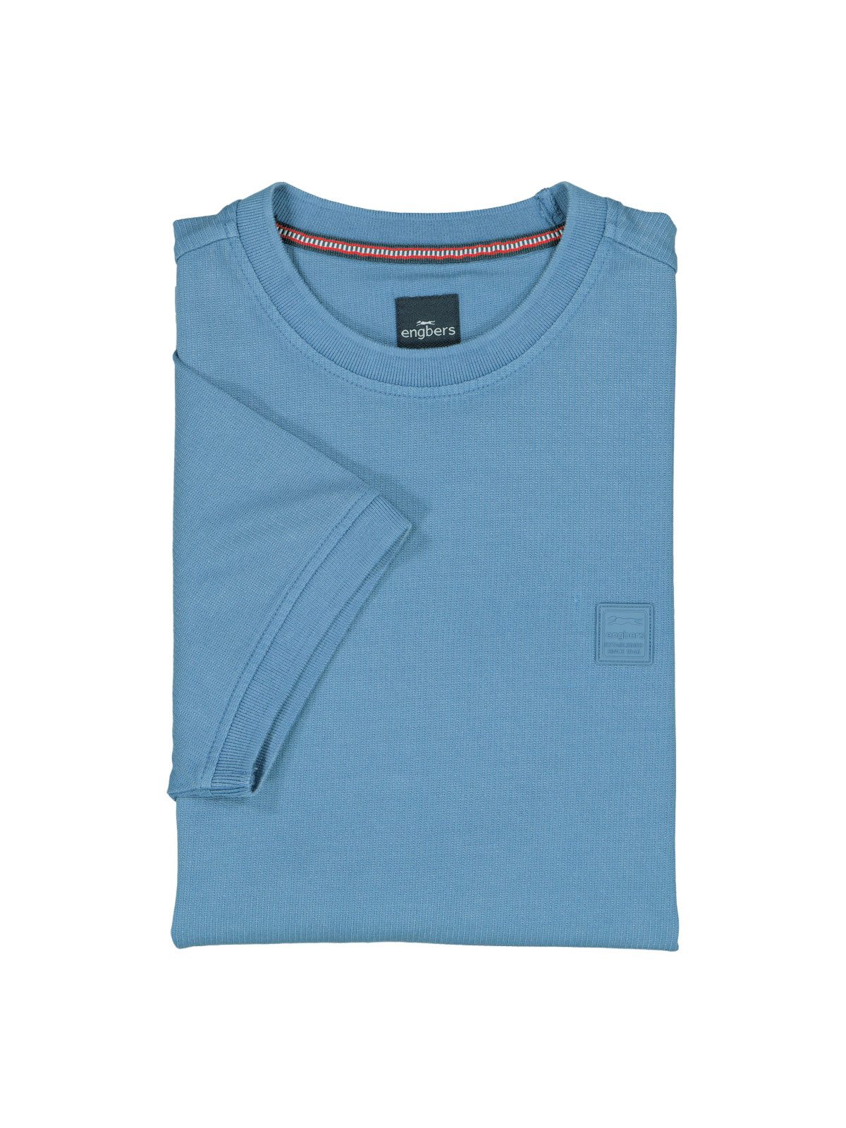 Engbers T-Shirt Herren Rundhals T-Shirt mit Badge an der Brust, Royalblau