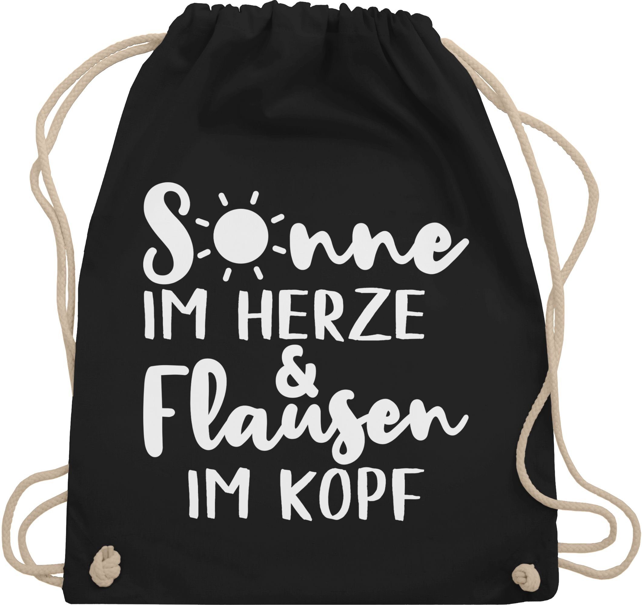 Shirtracer Turnbeutel »Sonne im Herzen und Flausen im Kopf weiß