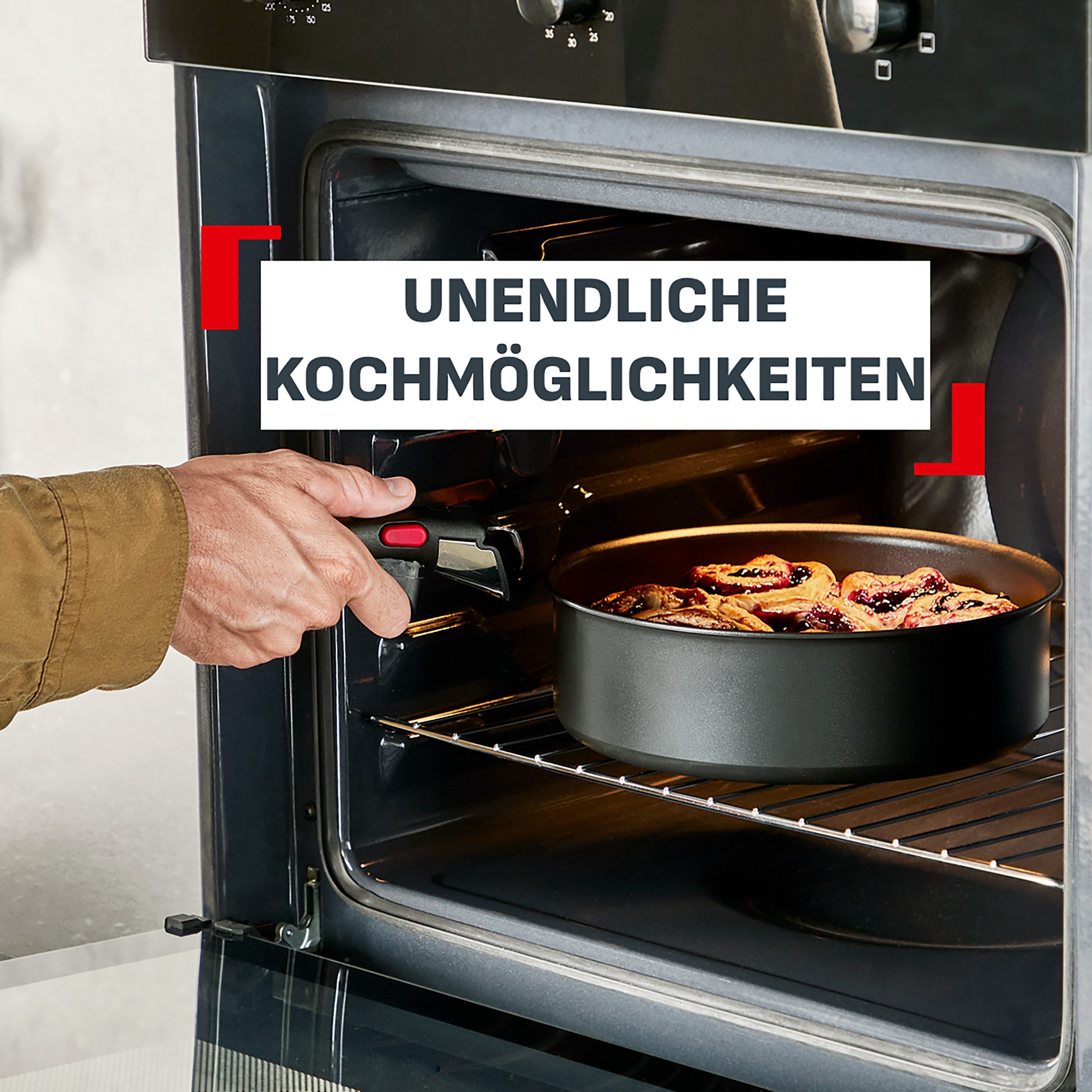 Tefal Schmorpfanne Ingenio Excellence Fusion, Aluminium (1-tlg), abnehmbarer Ingenio-Griff, Thermo-Signal, stapelbar, Induktion – Bild 5 von 5