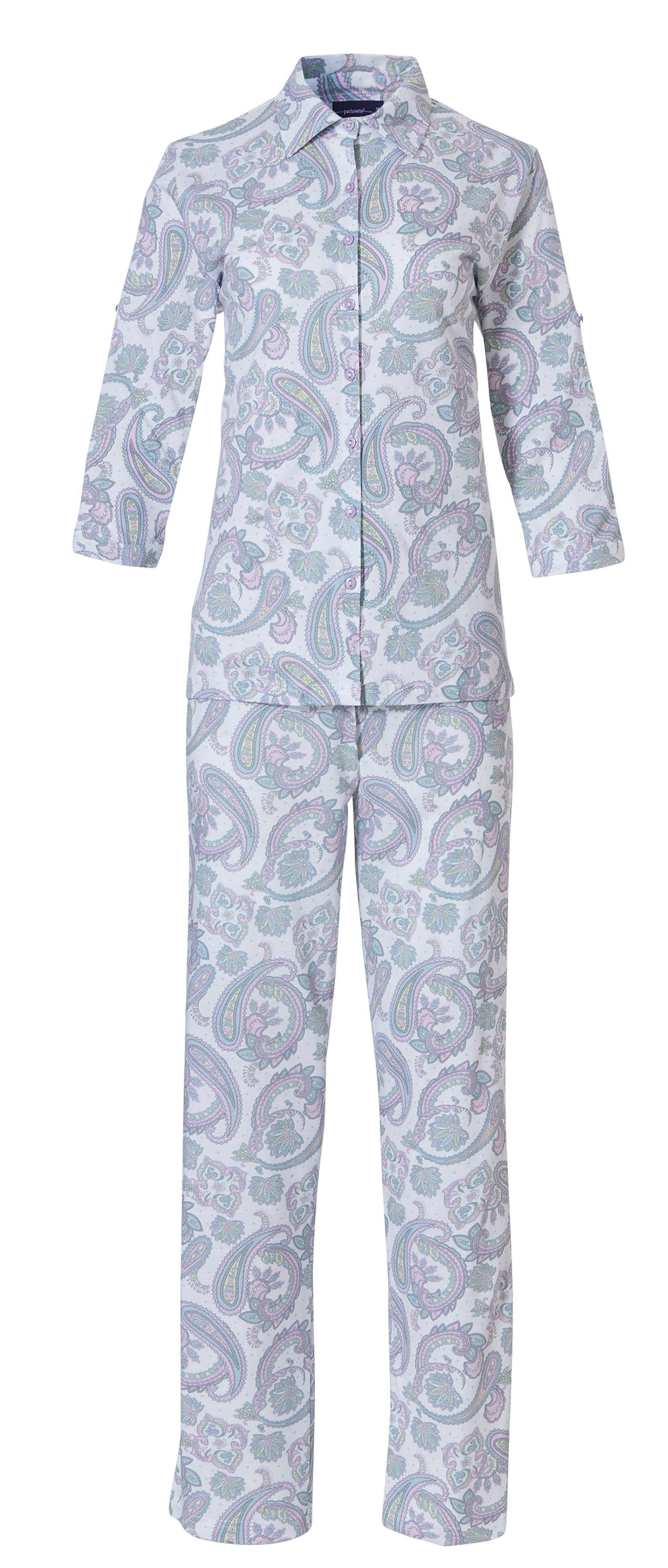 Pastunette Schlafanzug Damen Pyjama (2 Paisley tlg) Muster geknöpft