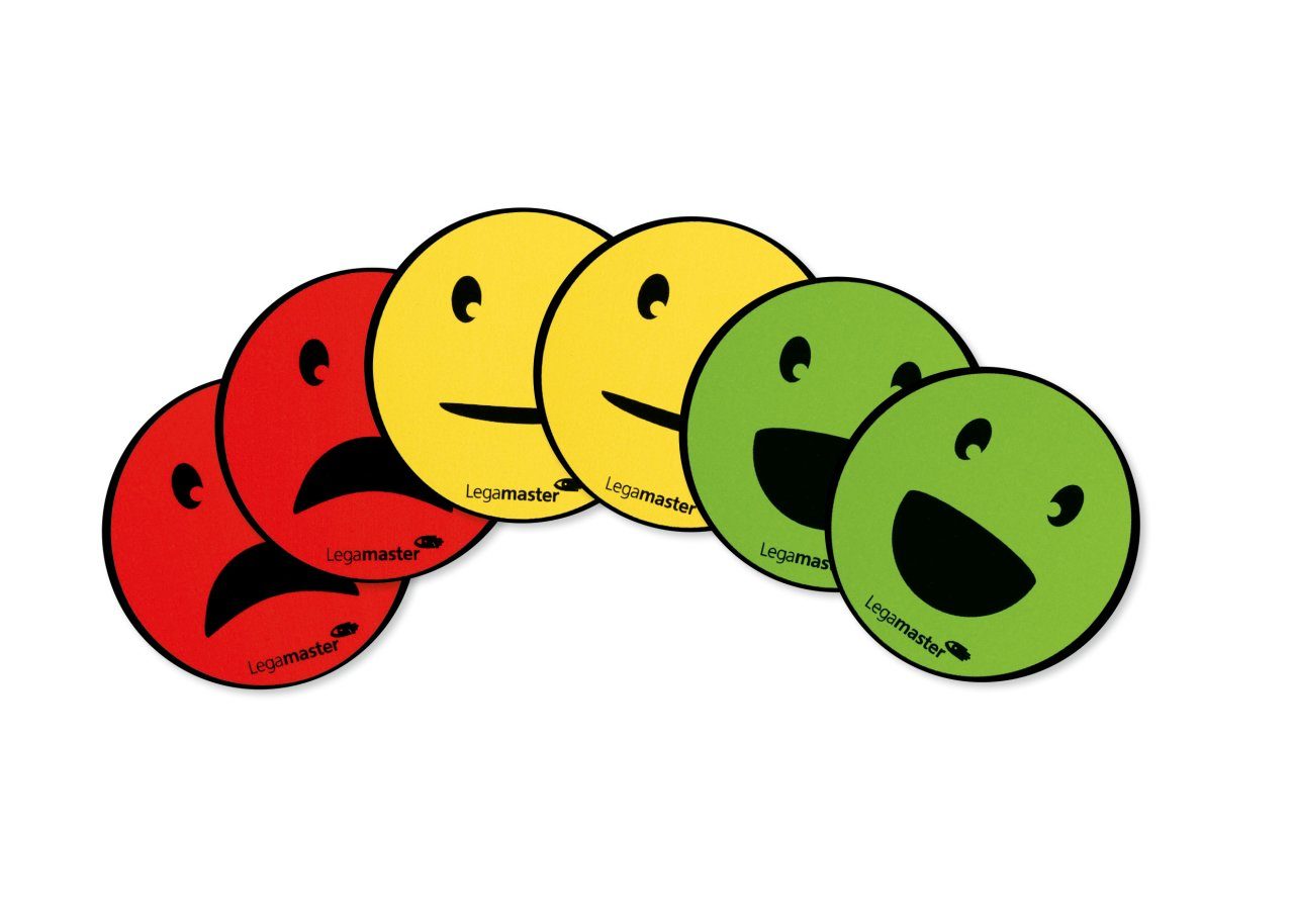 LEGAMASTER Magnet Smiley gemischt Magnete Motiv, Kunststoff Ø 5,0 cm, 6 St.