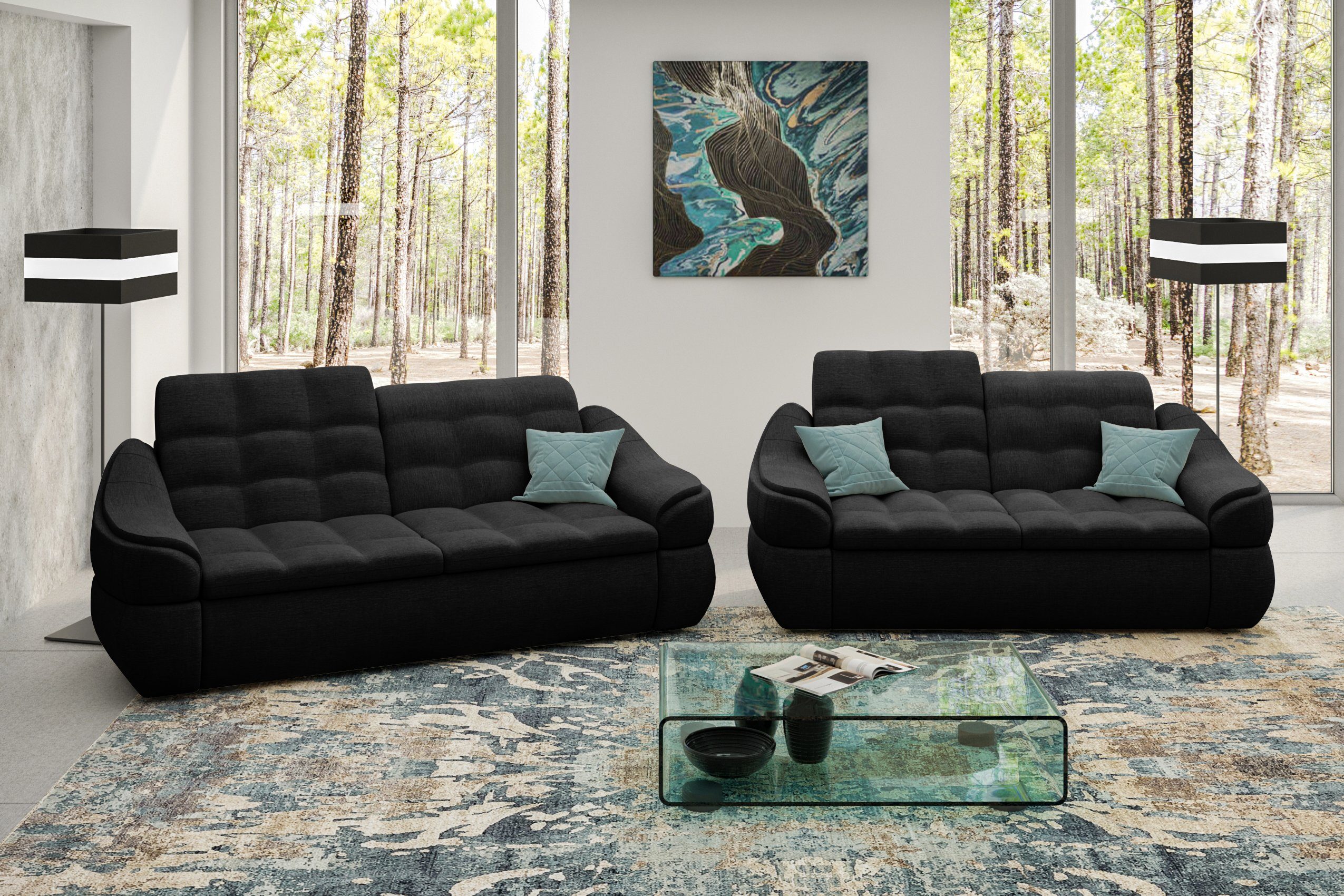 Stylefy Polstergarnitur Alisa, (Set (2-tlg), bestehend aus 2-Sitzer Sofa und 2,5-Sitzer Sofa, Modern Design, made in Europa