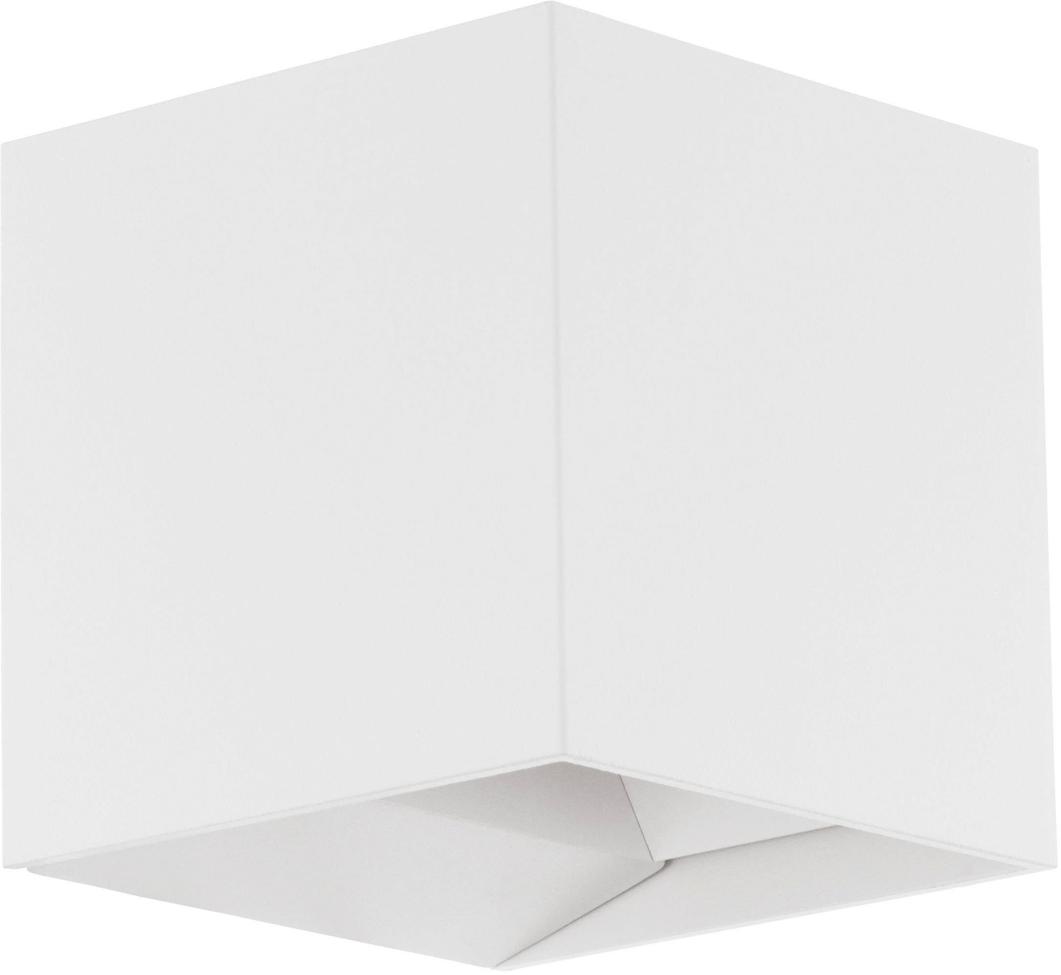 EGLO Wandleuchte Calpino LED Außen-Wandlampe, Außenleuchte, Wandleuchte aus Alu, IP54, LED fest integriert, Warmweiß, Wand-/Deckenleuchte - L10,5 x H10,5 x AL11 cm - weiß - 2X3,3W inkl.