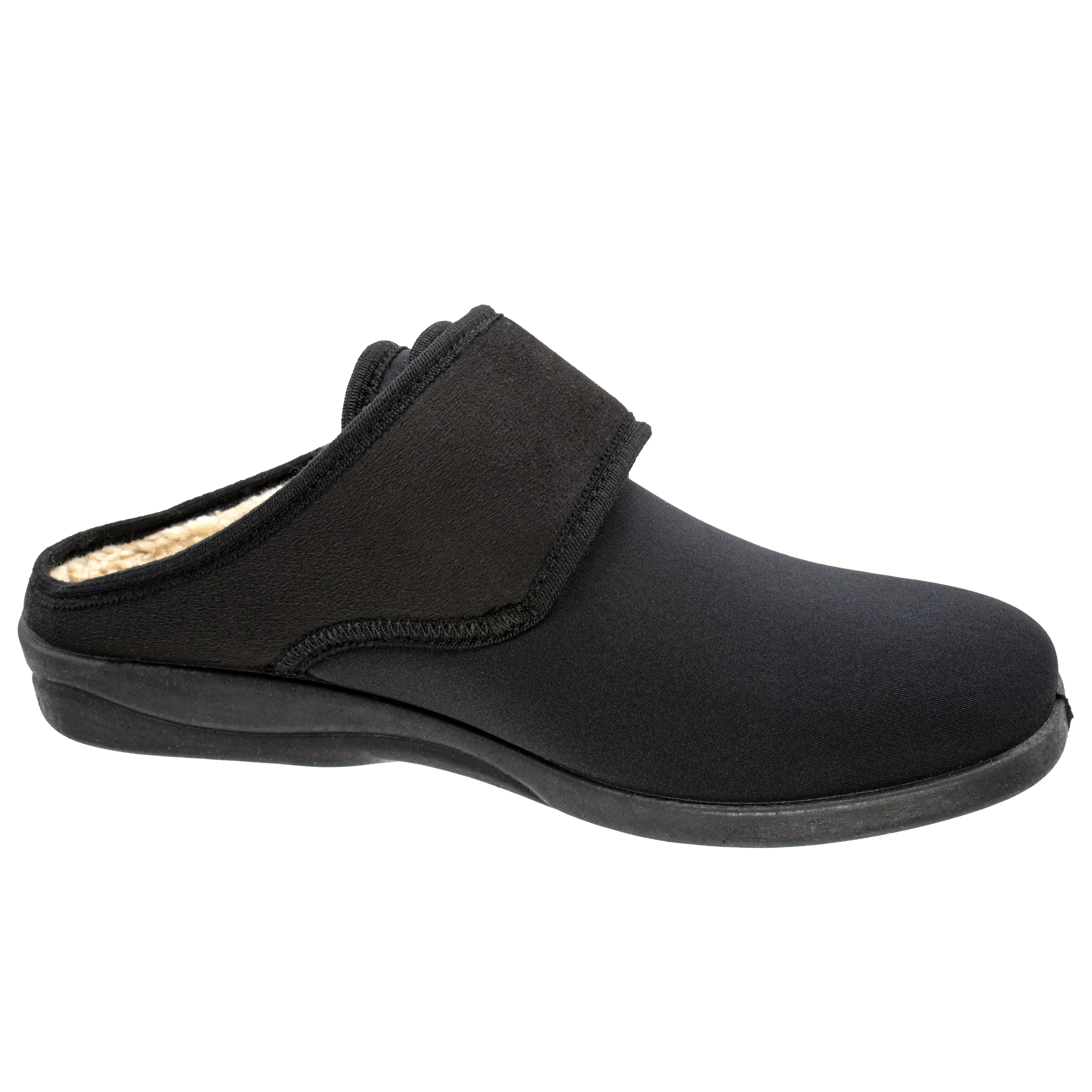 Fischer-Markenschuh Cornelius Pantoffel aus Stretchmaterial/Velour, mit Warmfutter, Weite L