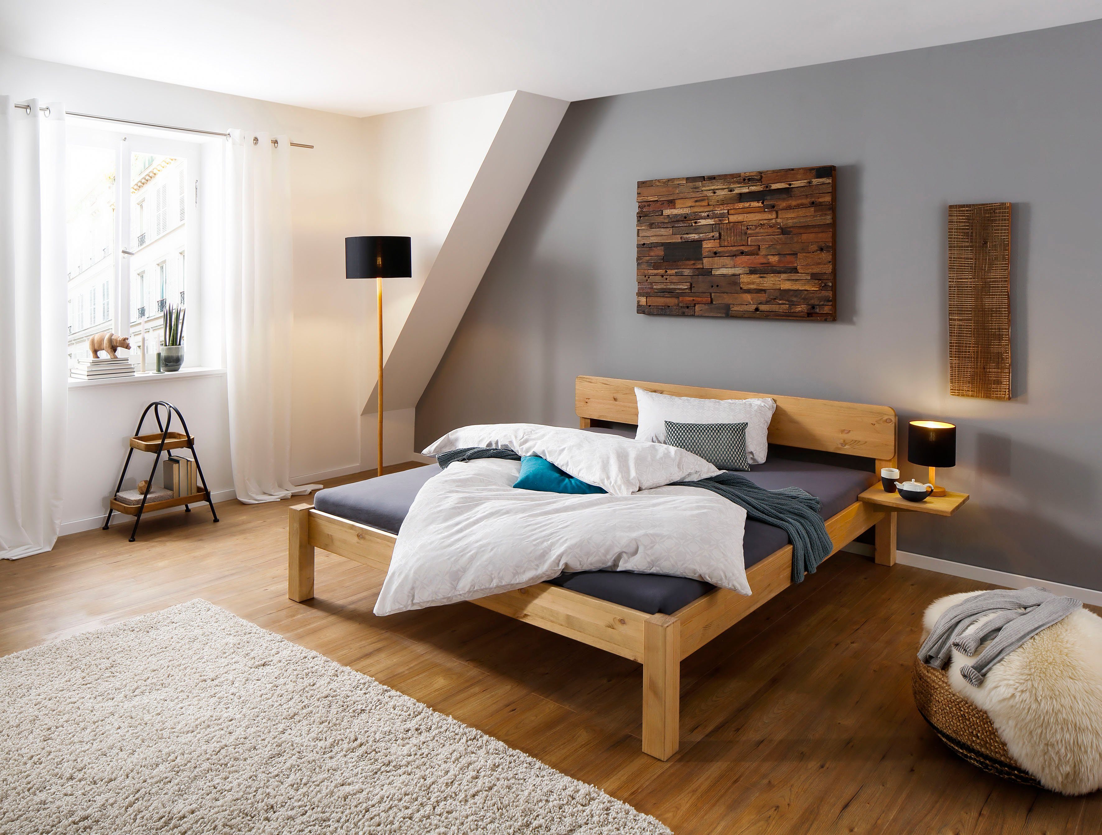 Home affaire Einzelbett »Bienne«, aus Kiefer Massiv mit Ablage online  kaufen | OTTO