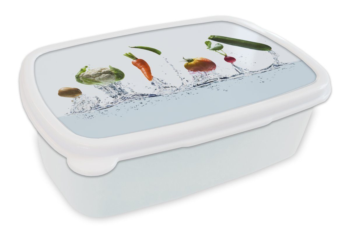 MuchoWow Lunchbox Gemüse - und Kinder und weiß Wasser für Brotbox Jungs Mädchen Brotdose, Zucchini, Kunststoff, (2-tlg), für Erwachsene, 
