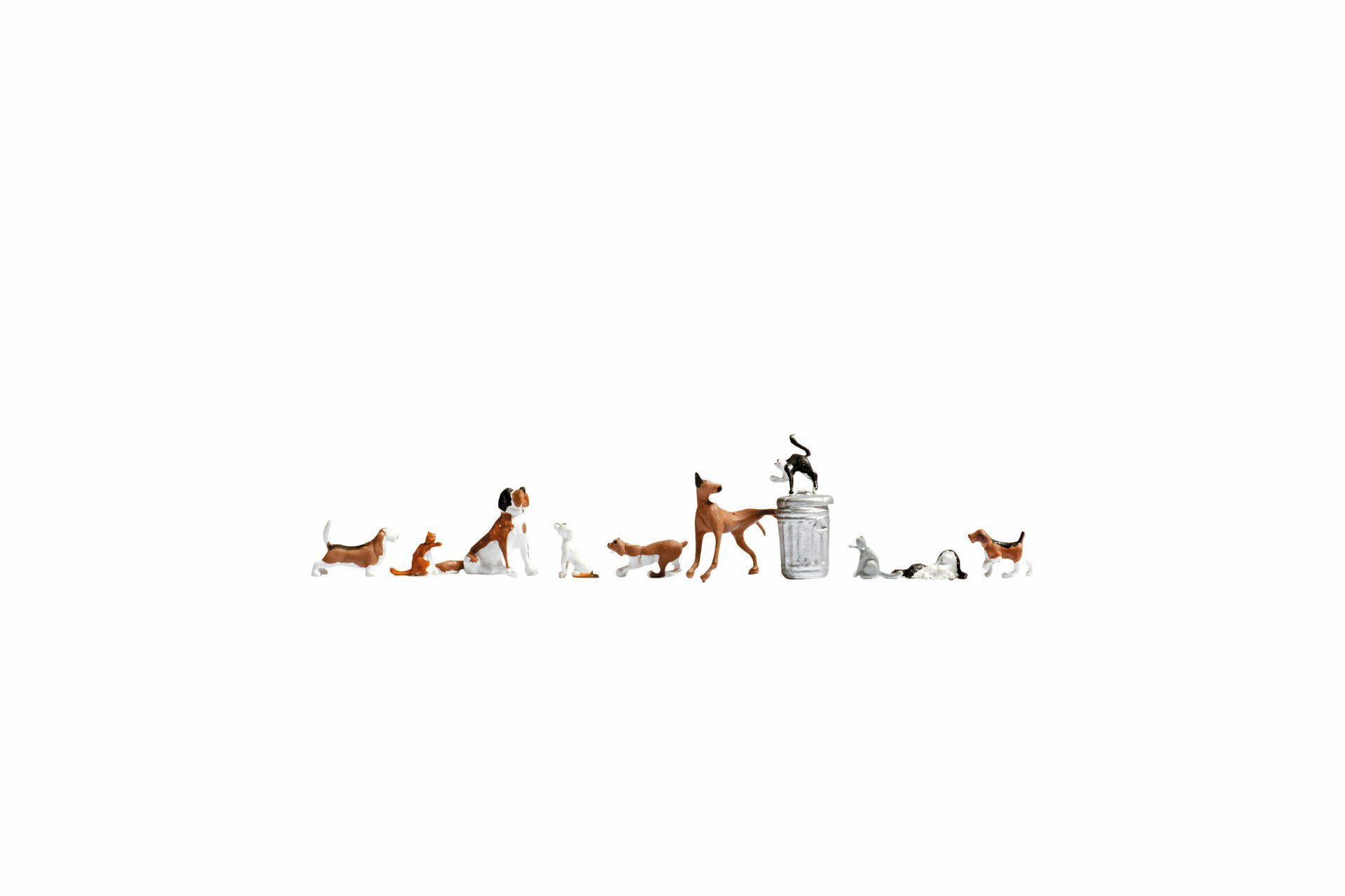 NOCH Dekofigur Hunde und Katzen, handkolorierte Modellfiguren, fü