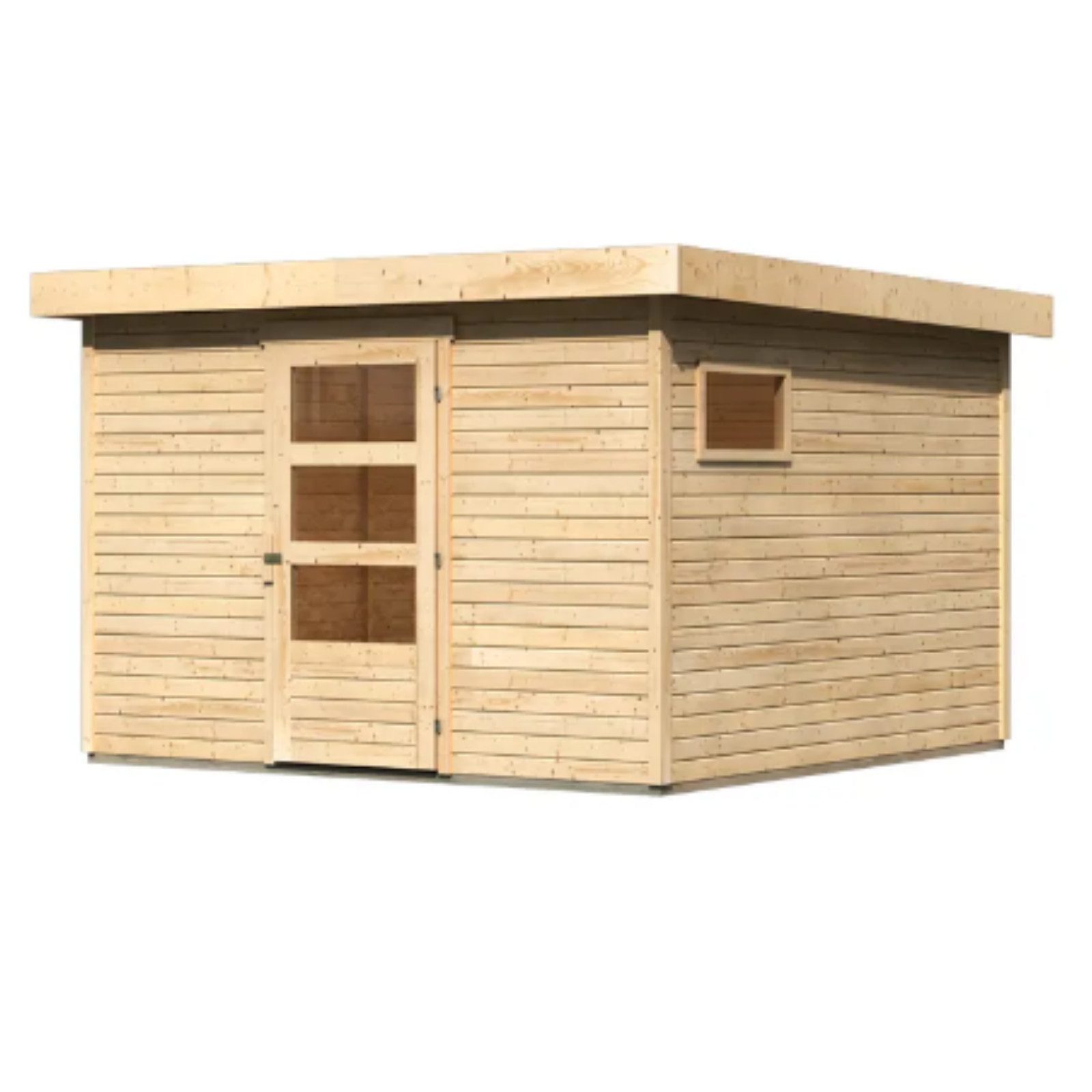 Karibu Gartenhaus Gartenhaus Systemhaus, Садовые сараи, Gartenhütte,Holzhaus, BxT: 302x306 cm, Wetterfest, langlebig und in elegantem Carbongrau behandelt