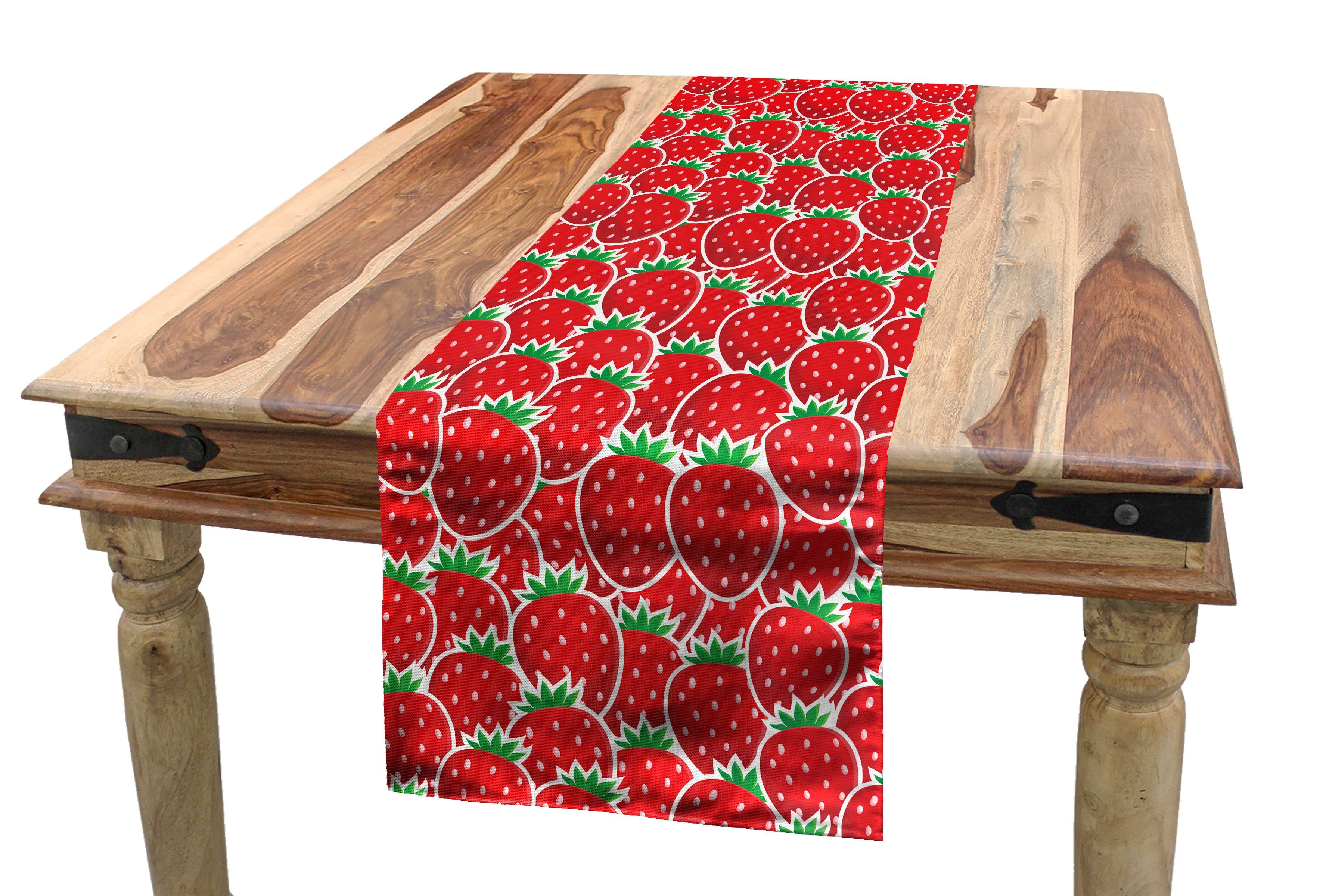 Abakuhaus Tischläufer Esszimmer Küche Rechteckiger Dekorativer Tischläufer, Früchte Yummy Strawberry Botanik