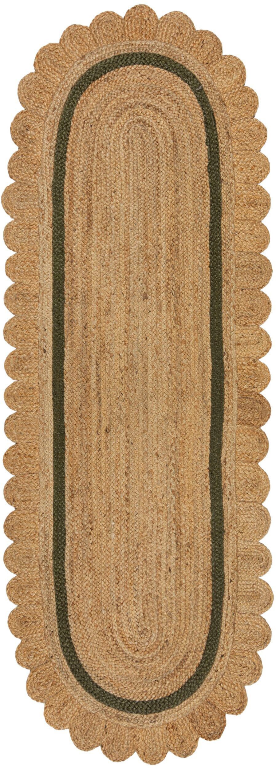 FLAIR RUGS Teppich Grace aus Jute mit Muschelrandsaum, rechteckig, Höhe: 4 mm, Teppich aus 100% Jute