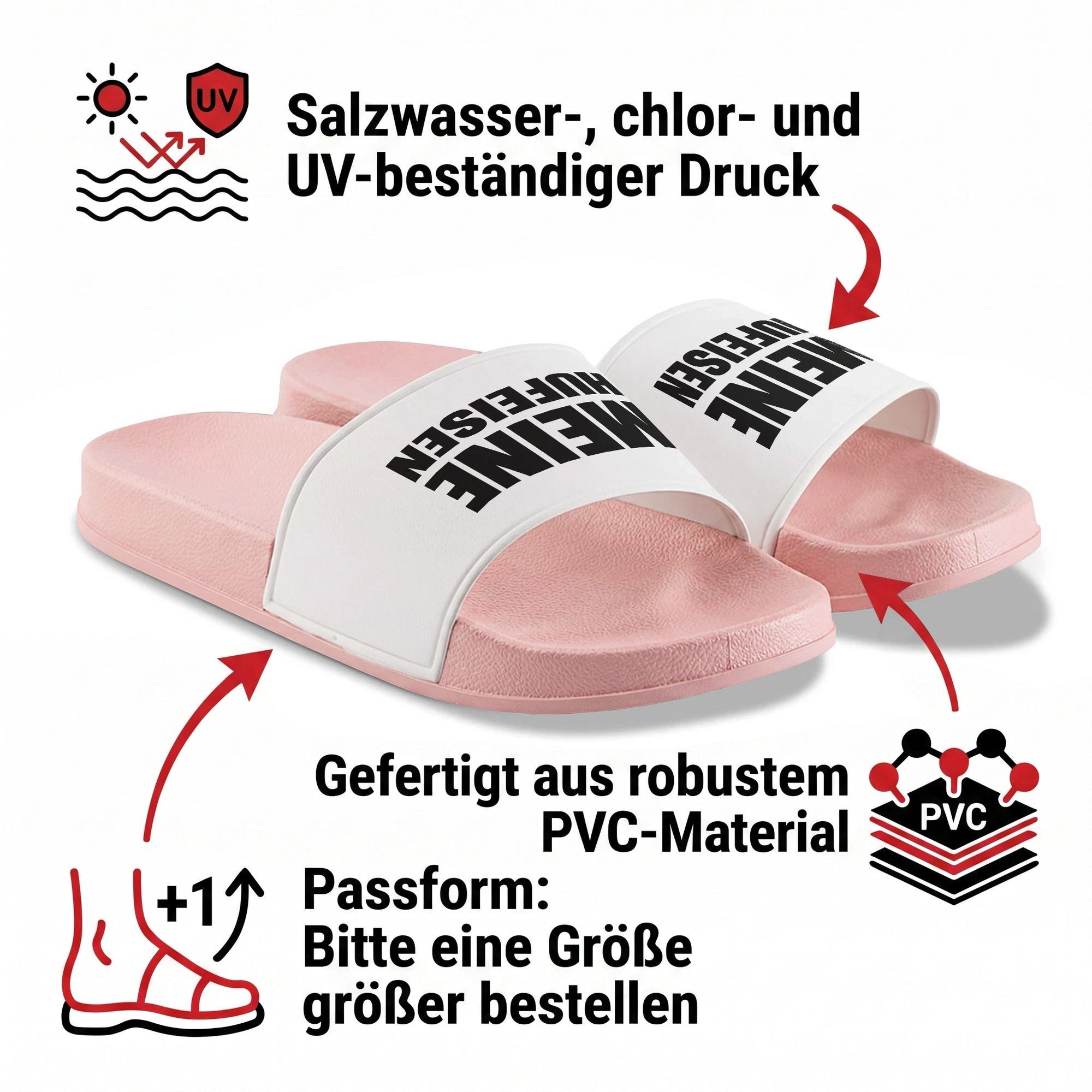 22Feels Geschenk Reiterinnen Badelatschen Pink Damen Spruch Hufeisen Badepantolette IN DEUTSCHLAND BEDRUCKT