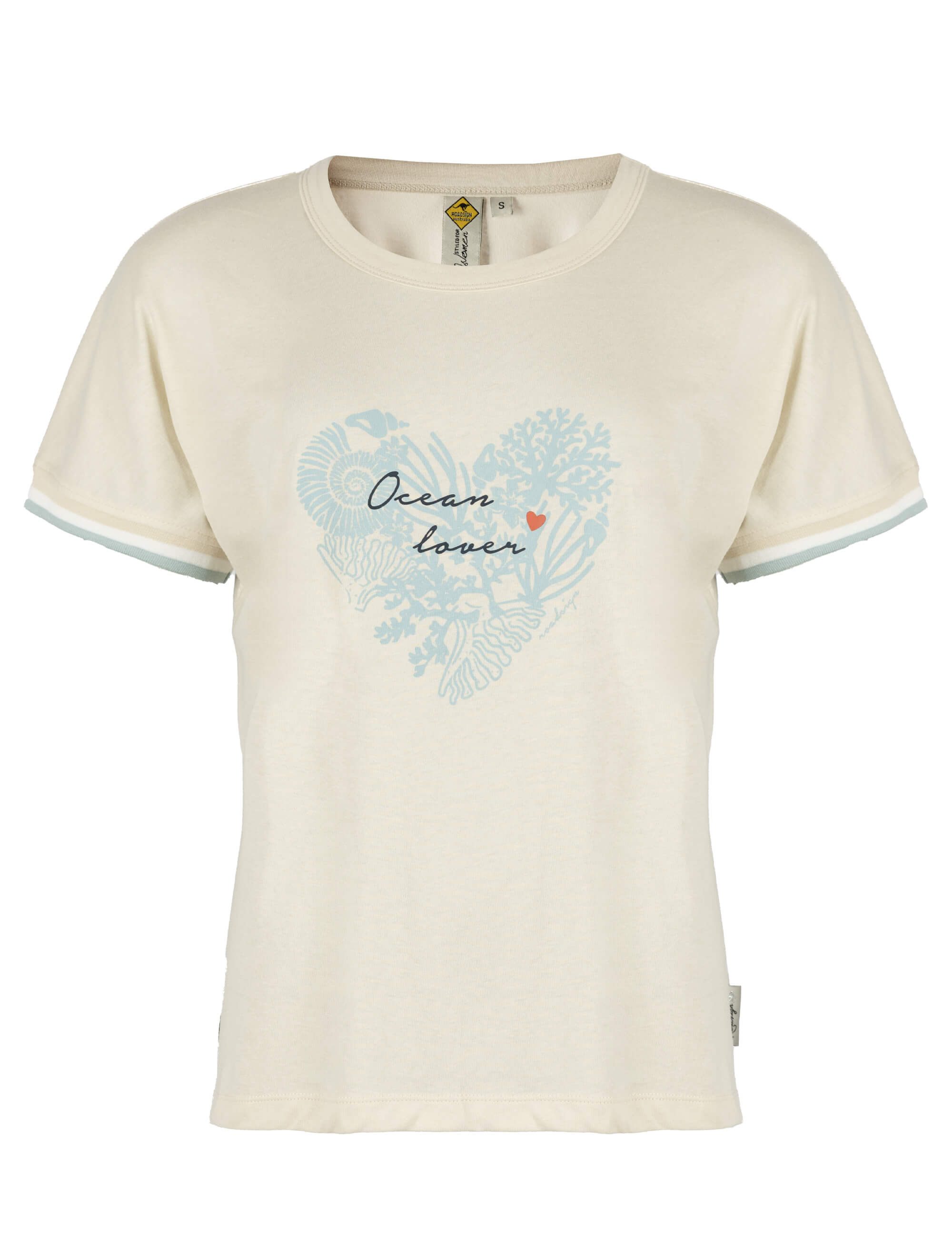 ROADSIGN australia T-Shirt Heart Bloom (1, 1-tlg., 1) mit dekorativem Frontprint, weiche Baumwolle, feminin und bequem