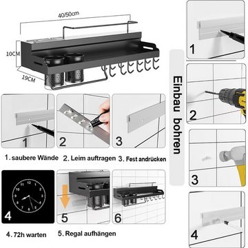 NUODWELL Gewürzregal Hängend Multifunktionales Regal Gewürzhalter für Küche Bad(Schwarz)