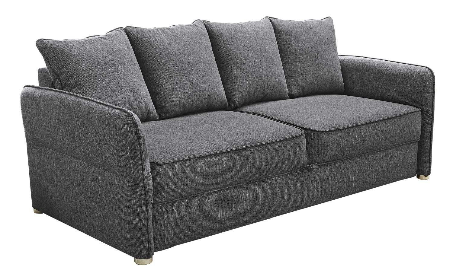 Jockenhöfer Gruppe Schlafsofa LENNY, B 215 cm x T 107 cm, Grau, Flachgewebebezug, Schlaffunktion, mit Bettkasten und Kissen