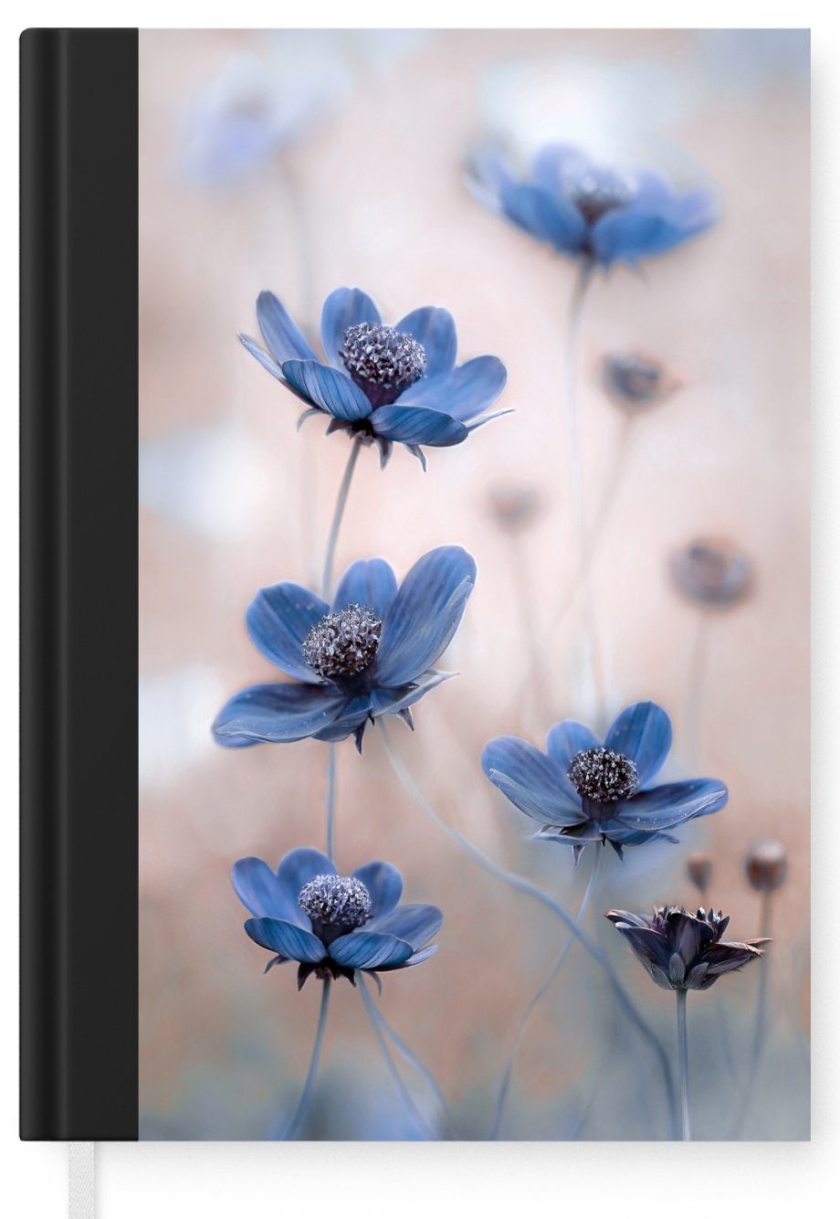 A5, - Haushaltsbuch 98 Blumen Natur Notizheft, MuchoWow Seiten, Merkzettel, - Tagebuch, Blau, Notizbuch - Kosmos Journal,