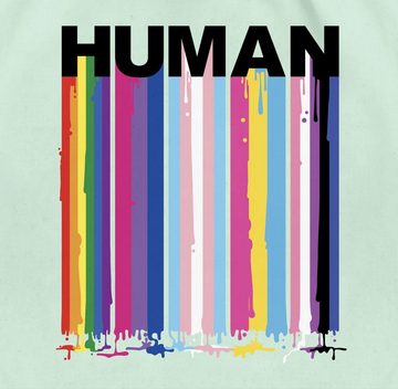 Shirtracer Turnbeutel HUMAN Blockschrift Regenbogen Farben Tropfen, LGBT Kleidung