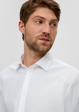 s.Oliver BLACK LABEL Langarmhemd Elastisches Anzughemd mit Webstruktur Blende