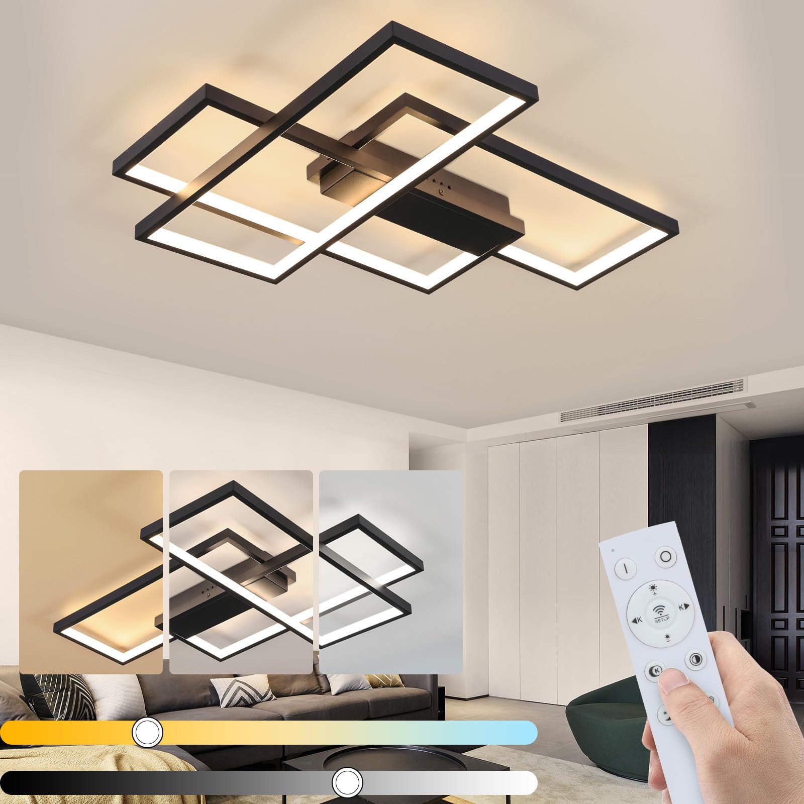 Nettlife LED Deckenleuchte Wohnzimmerlampe mit Fernbedienung Geometrisch, D günstig online kaufen