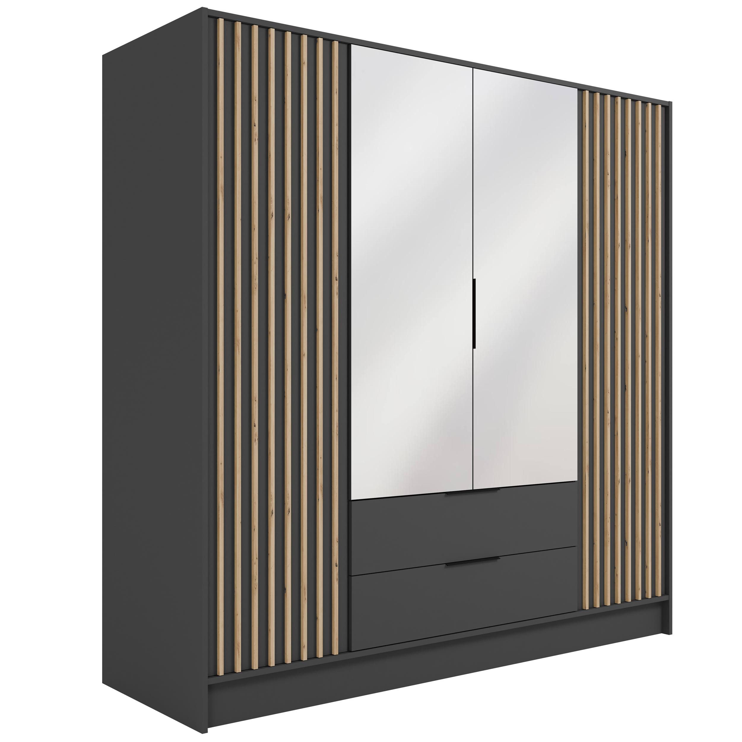 ALTDECOR Drehtürenschrank NELIA (Kleiderschrank Aluminium-Leisten Lamelle, günstig online kaufen