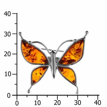 OSTSEE-SCHMUCK Brosche - Schmetterling - Silber 925/000 - Bernstein (1-tlg)