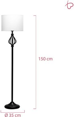 Pauleen Stehlampe Grand Beauty max20W Weiß/Schwarz 230V Stoff/Metall, Ein-/Ausschalter, ohne Leuchtmittel, E27