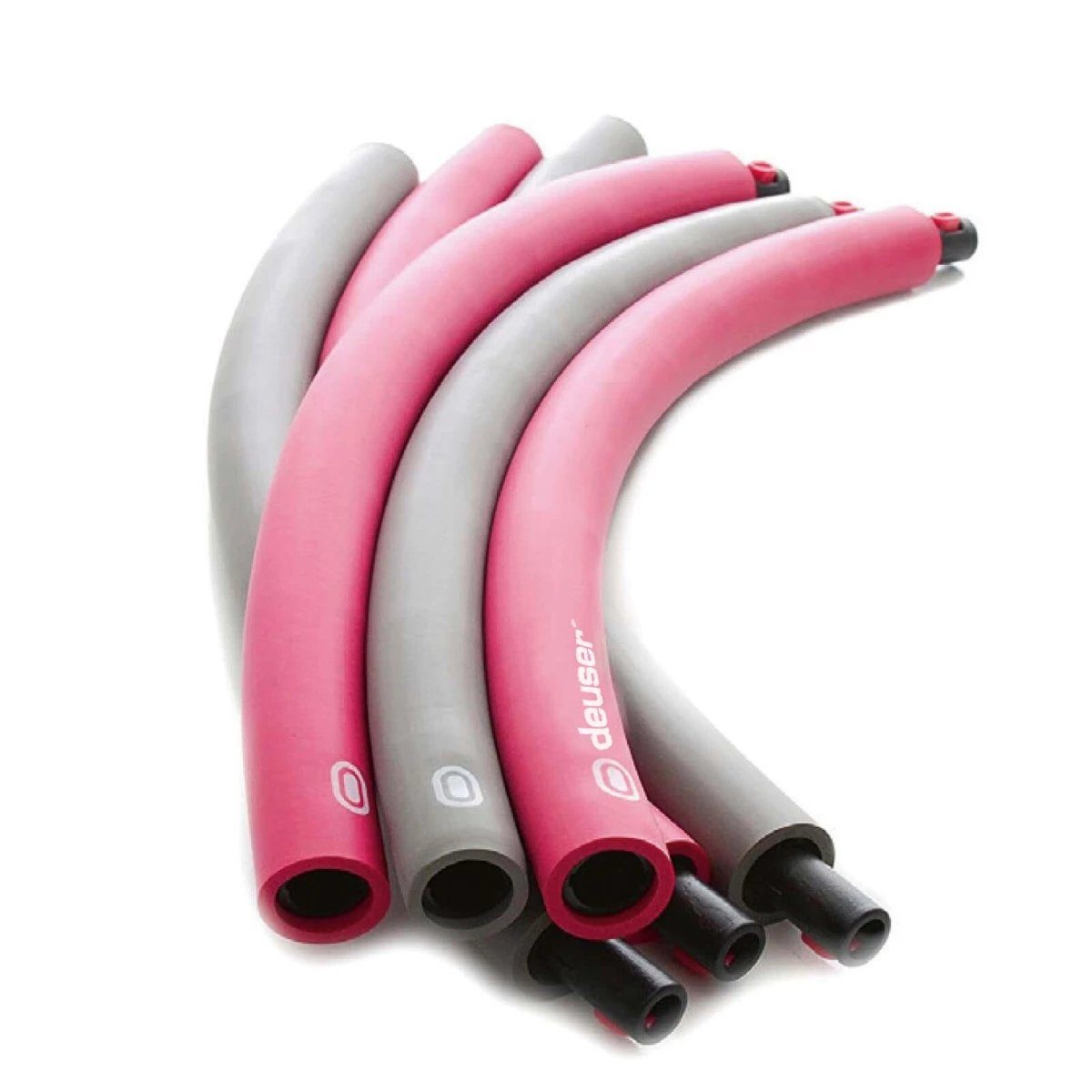 trennbar 121035), cm, Bauch Hula-Hoop-Reifen (90 Deuser-Sports zum Fitnessreifen Hulla Rückenmuskulatur zerlegbar stecken pink und grau, Hulahoop