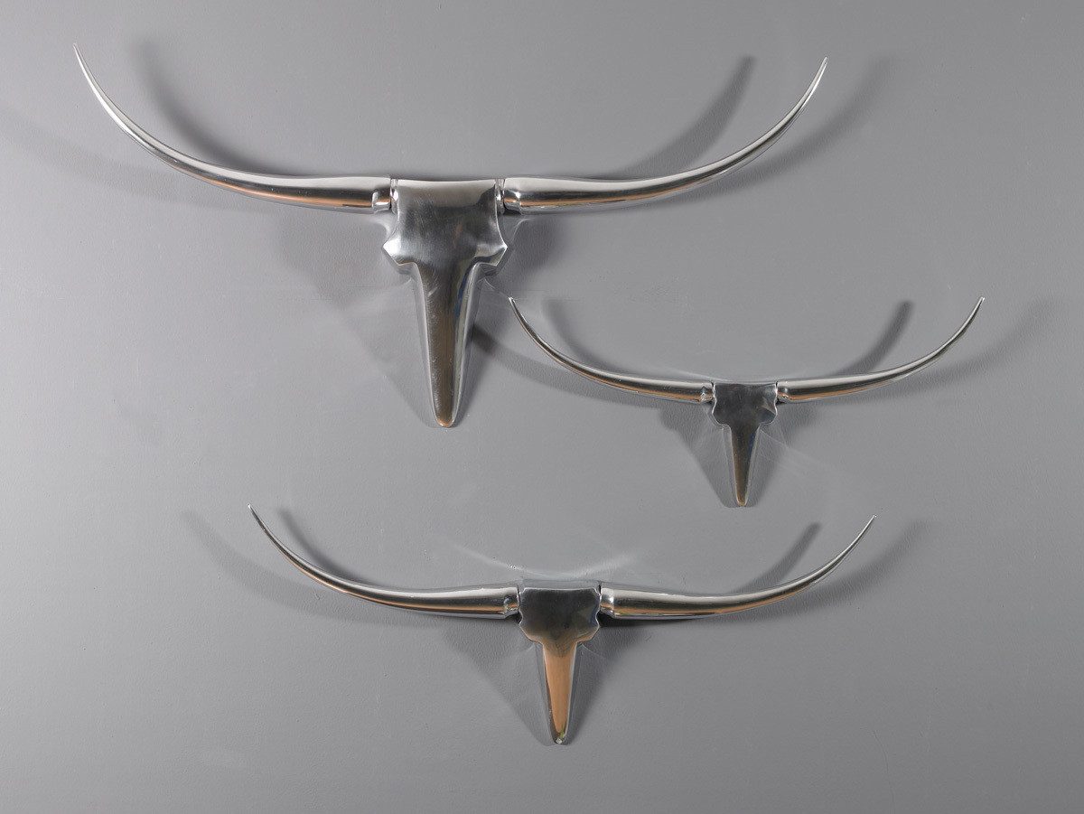 ARTRA Dekogeweih Aluminium ''Bulle'' Größe M silber Stierkopf Texas Geweih Wanddeko (1 St)