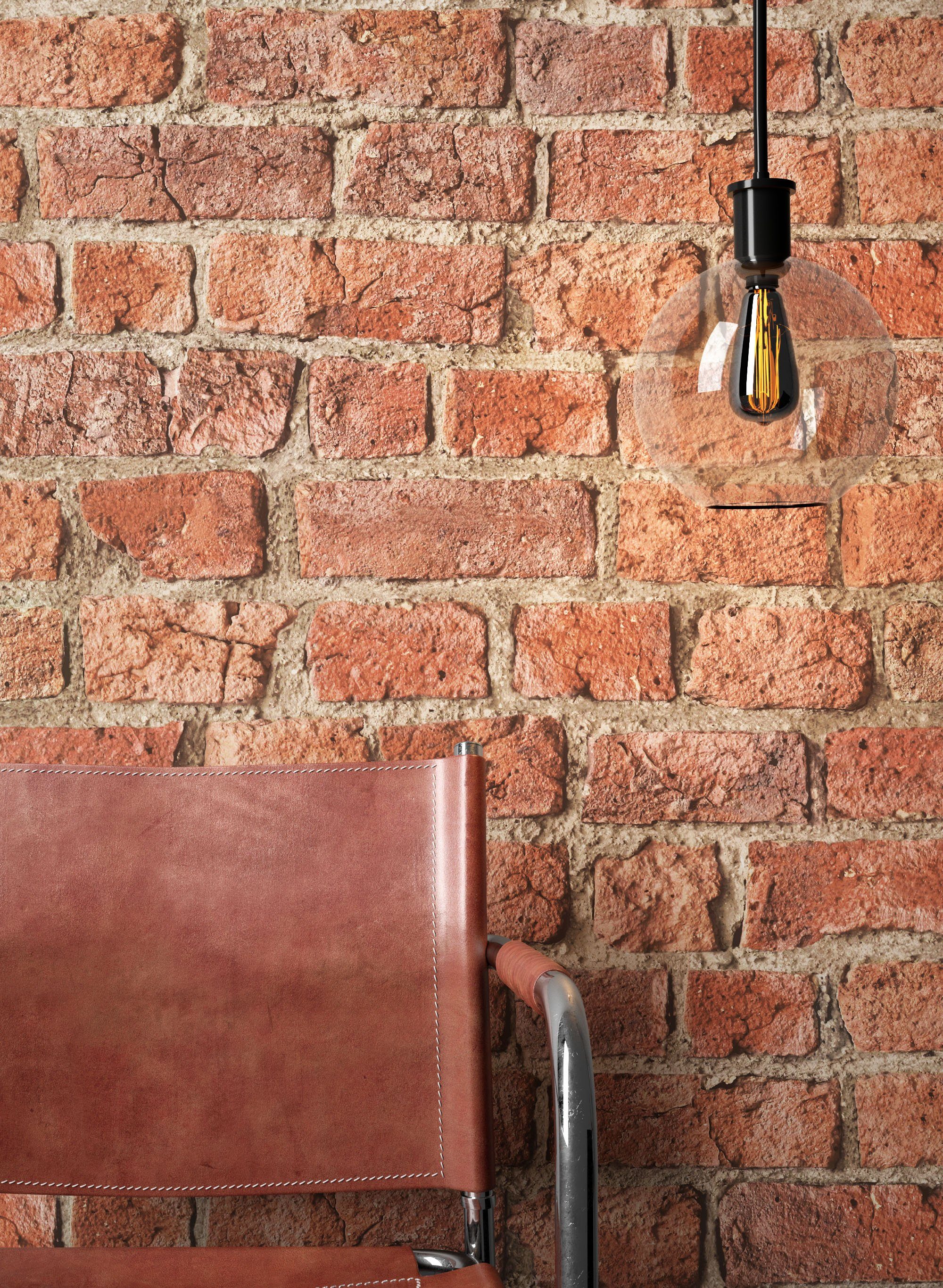 Newroom Papiertapete, Steintapete Rot Industrial Steintapete Ziegelstein Ba günstig online kaufen