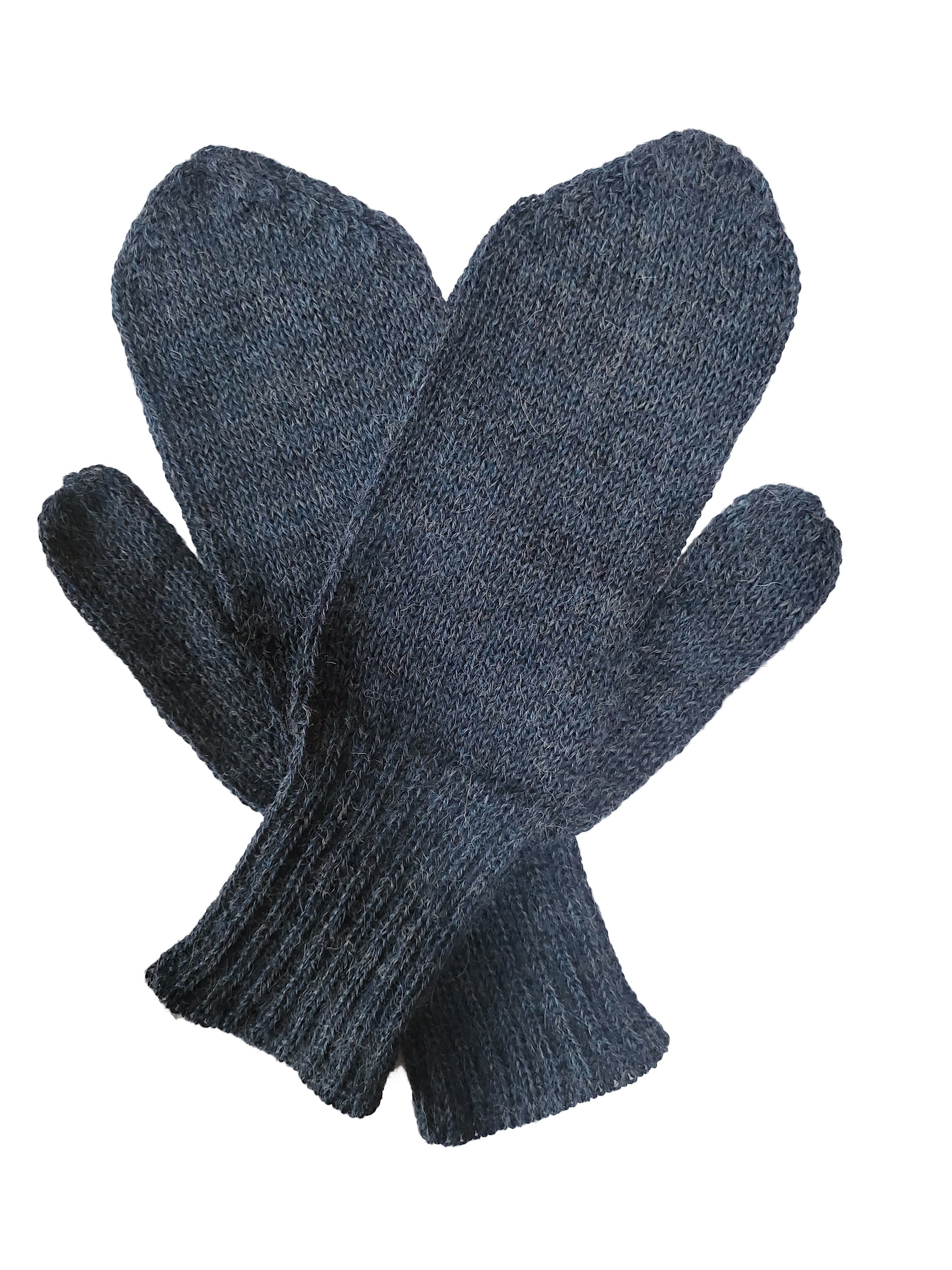 dunkel 100% Herren blau Alpakawolle Alpaka Handschuhe aus Damen Fäustlinge Gear Pugnoguanti Posh