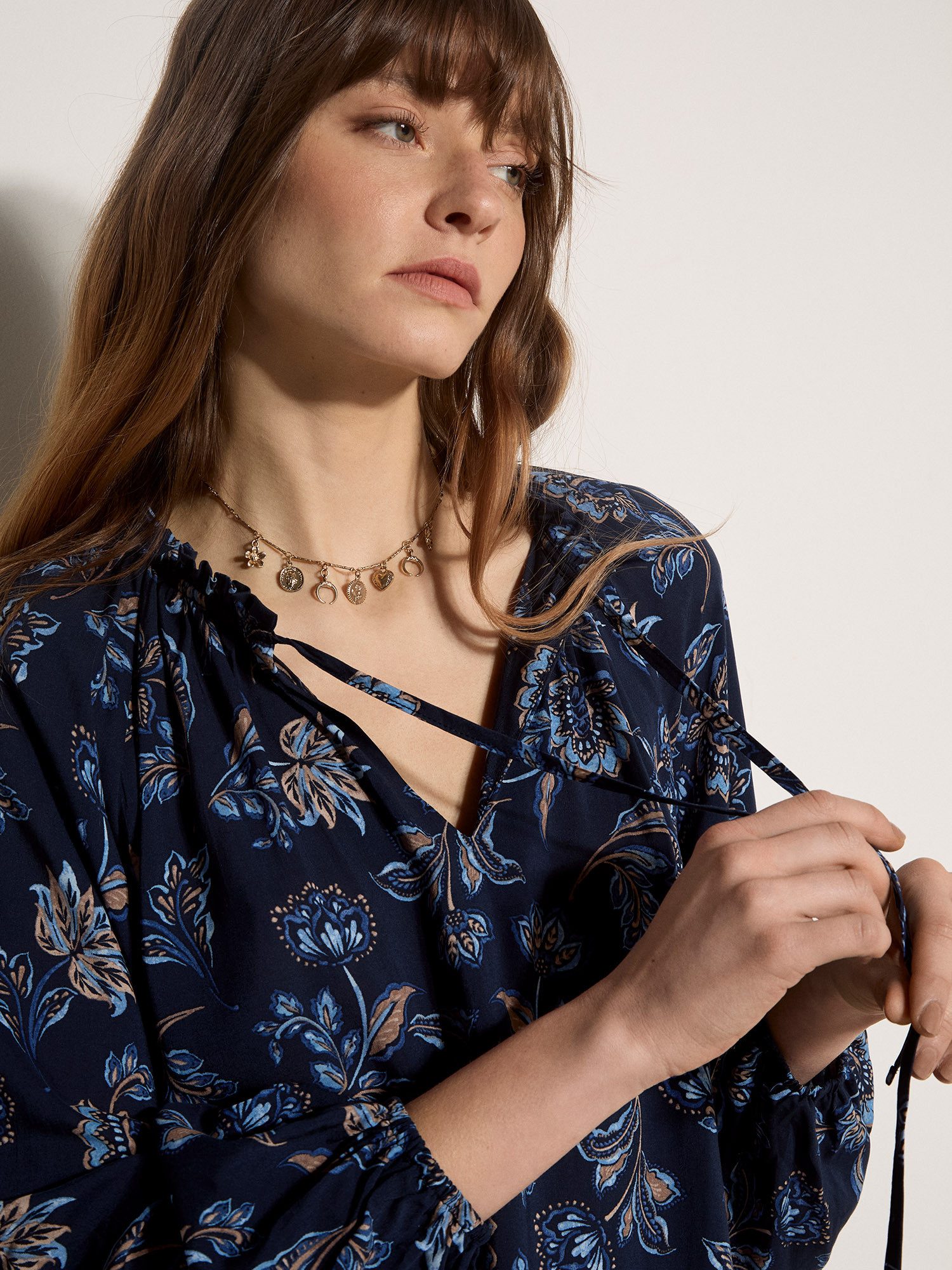 Apricot Blusentop Sarasa Rüschenbluse im Folk-Stil