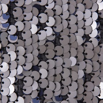 SCHÖNER LEBEN. Stoff Faschingsstoff Chiffon Pailletten schwarz silbergrau blau 1,28m Breite, mit Metallic-Effekt