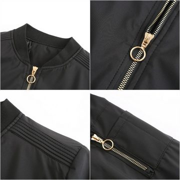 AFAZ New Trading UG Bomberjacke Damenmode-Reißverschluss, Freizeitjacke, Mantel, vielseitige Jacke (Modische, lässige, dünne Jacke für Damen)