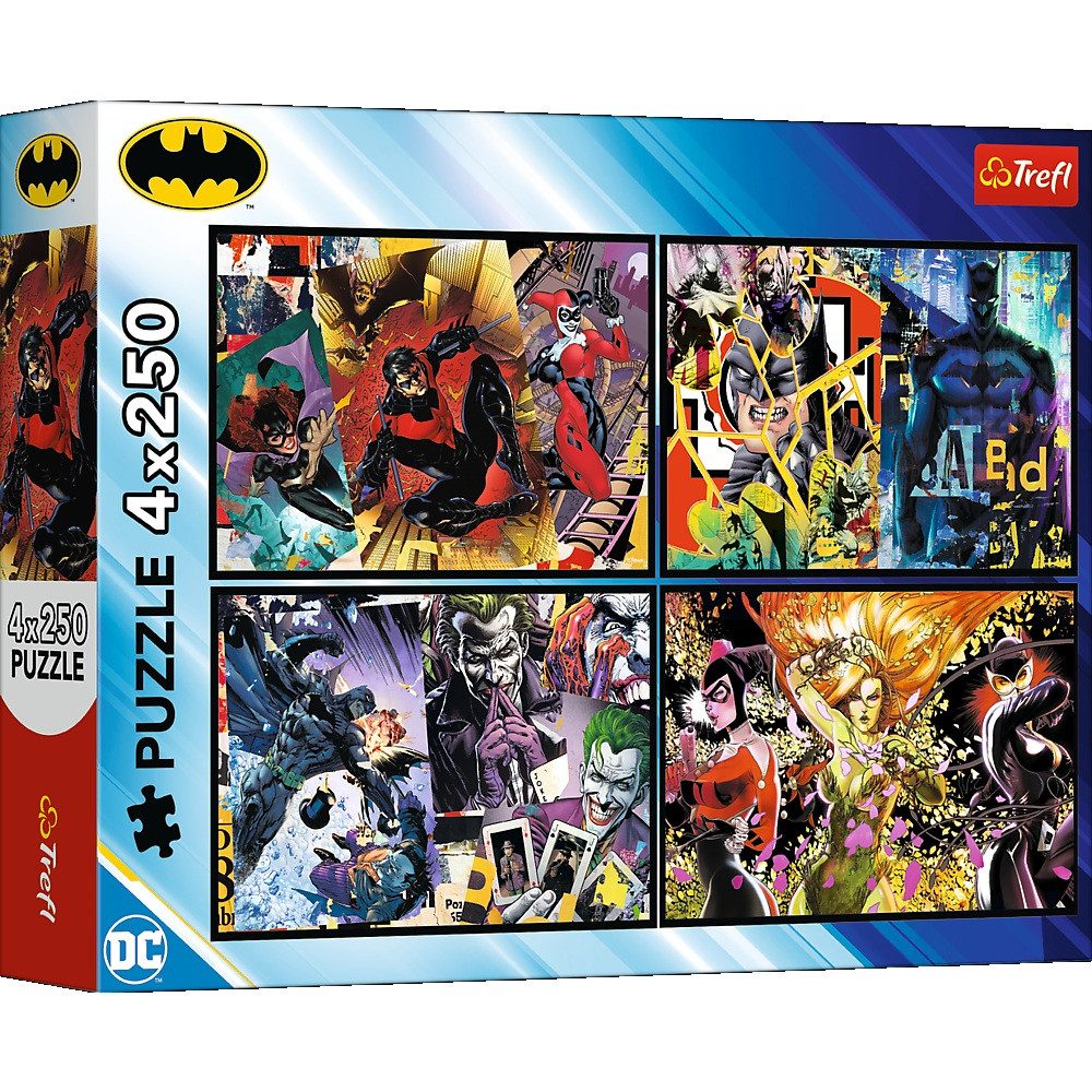 Trefl Puzzle Trefl, Batman in Aktion, 4x250 Teile Puzzle, 250 Puzzleteile