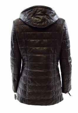 Zimmert Leather Ledermantel Fanncy Stepp-Ledermantel aus weichem Leder mit Kapuze, Schwarz