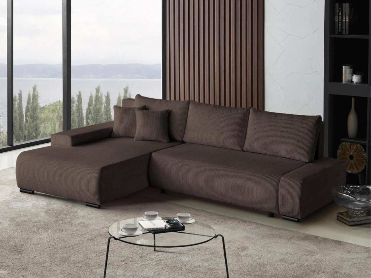 Beautysofa Ecksofa DRACO L in Strebenstoff, günstig online kaufen