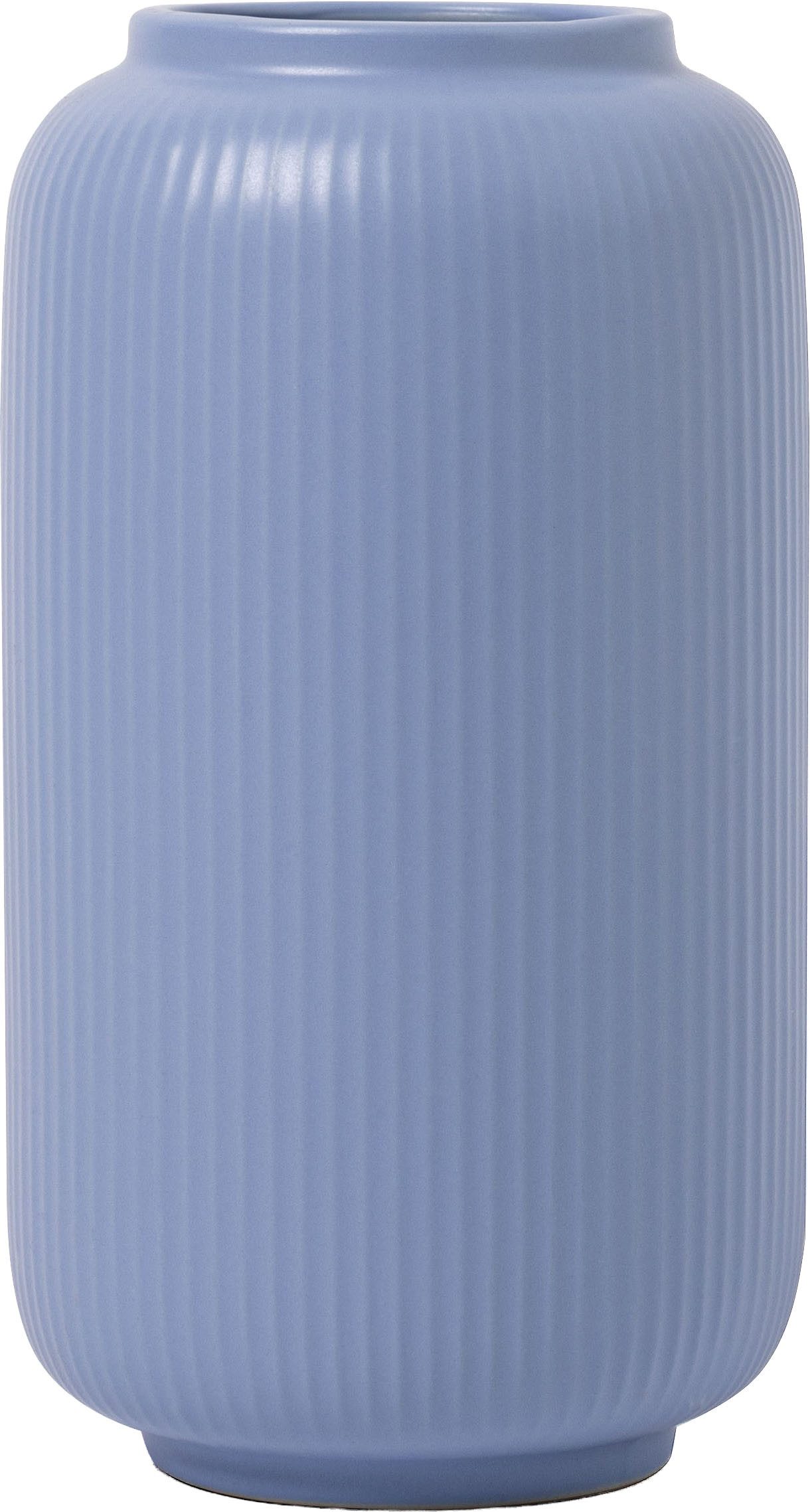OTTO home Tischvase Ylvii, innen vollständig glasiert und wasserundurchlässig (1 St., in 2 Größen: 12x22cm oder 10x18cm), aus Keramik, uni matt oder mit glänzender Effektglasur, creme und blau