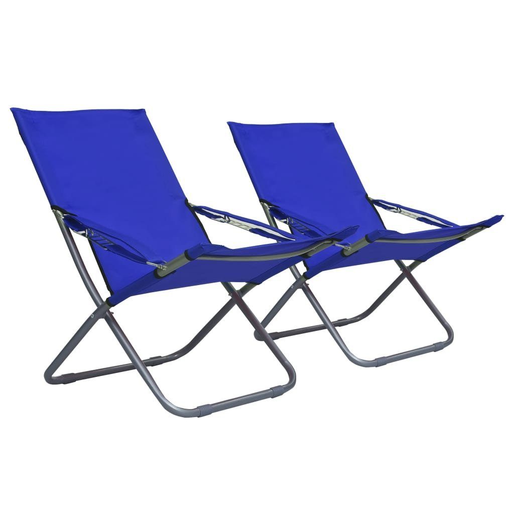 vidaXL Gartenstuhl Klappstühle, 2 Stück, Stoff, blau (1 St), Klappstühle, 2 Stück, Stoff, blau